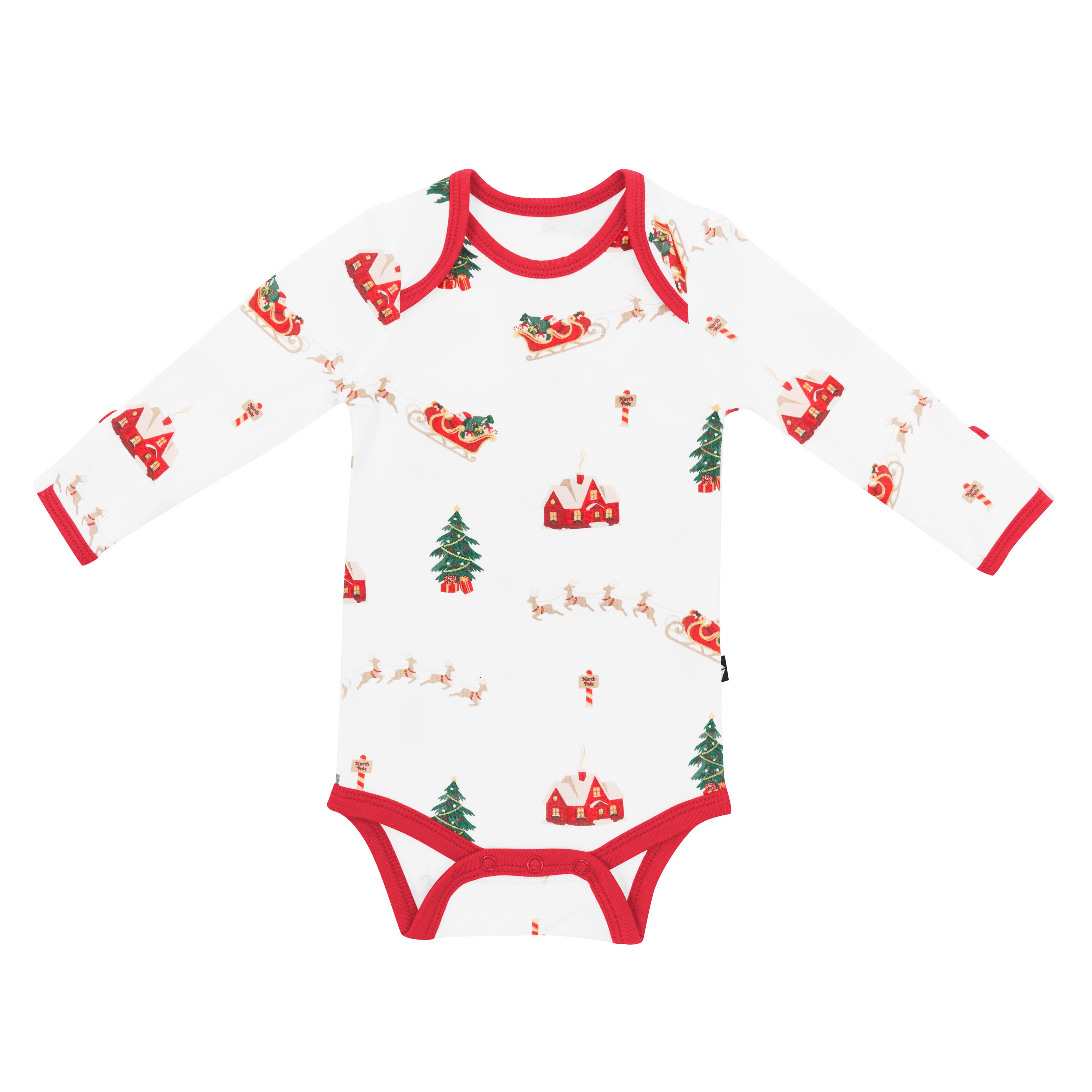 Long Sleeve Bodysuit in Santa Sleigh - Image 2