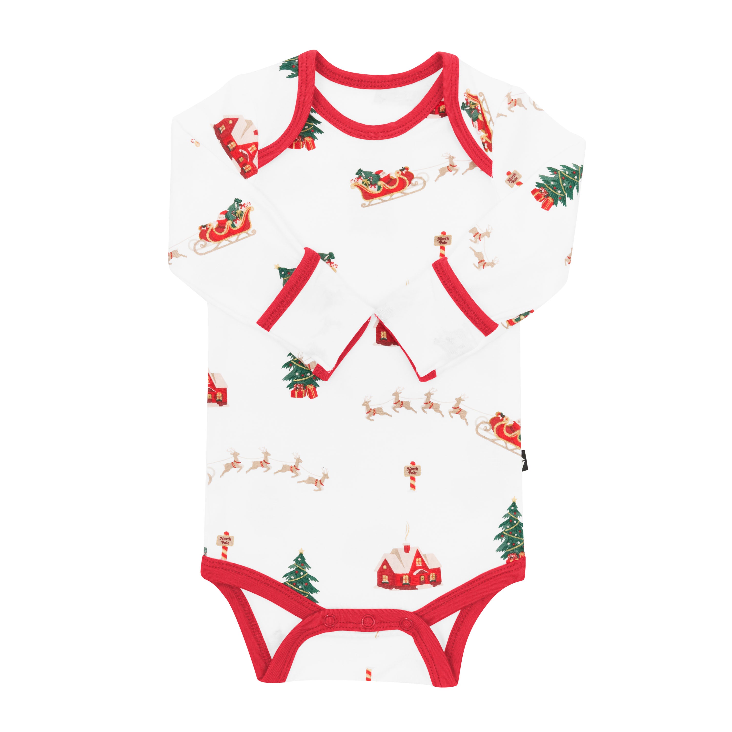 Long Sleeve Bodysuit in Santa Sleigh - Image 5
