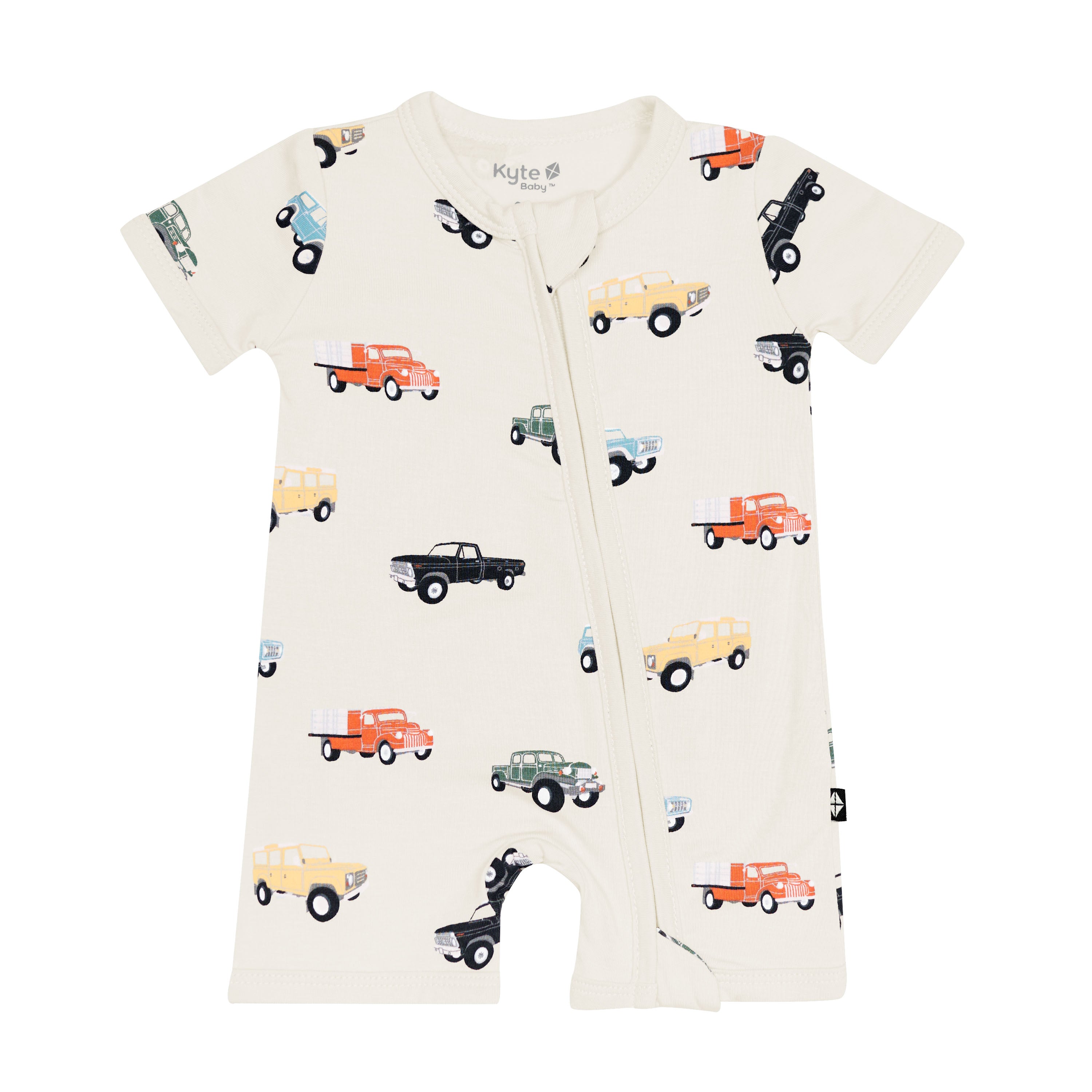Zippered Shortall Romper in Vintage Truck - Image 2