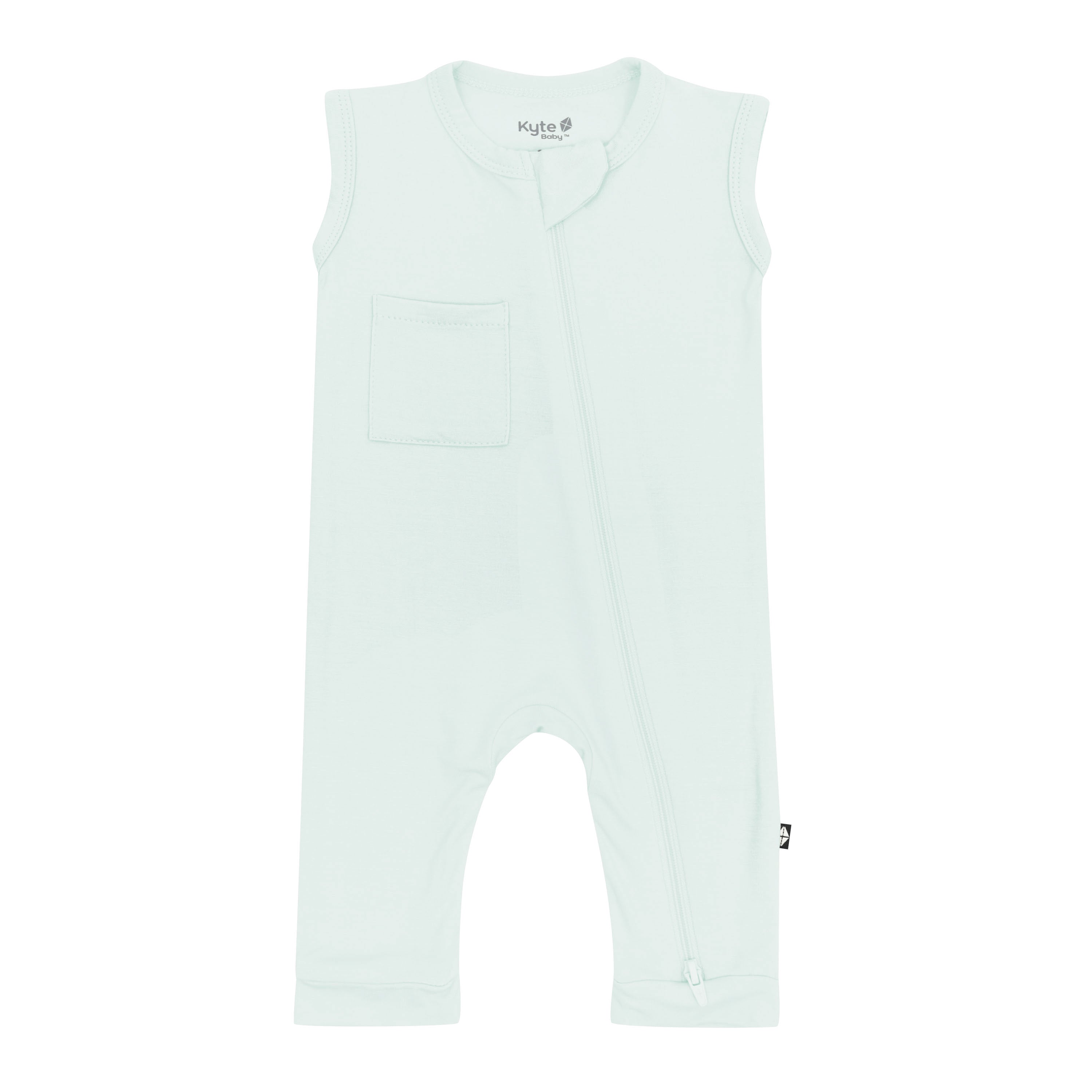 Zippered Sleeveless Romper in Dew - Image 2