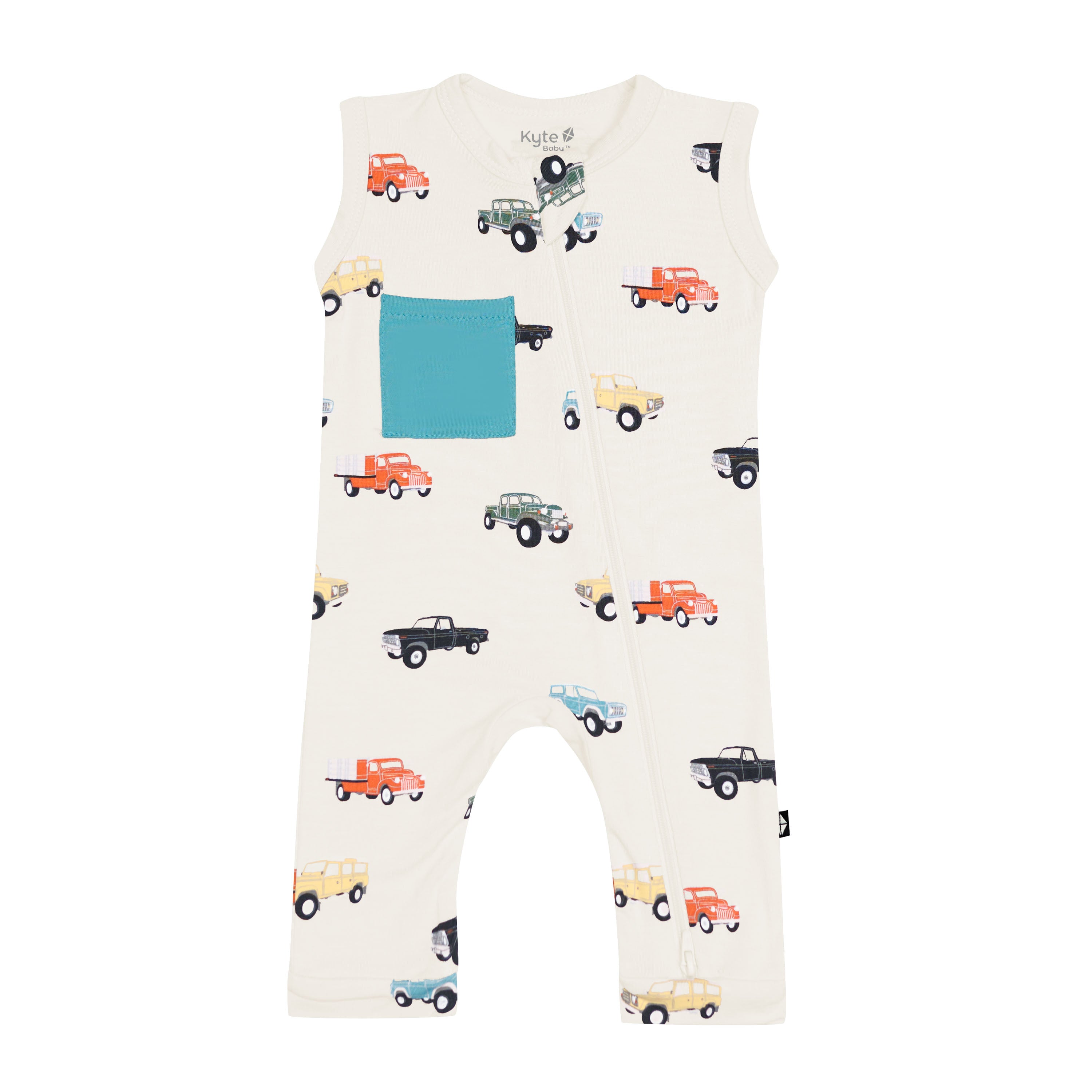 Zippered Sleeveless Romper in Vintage Truck - Image 2