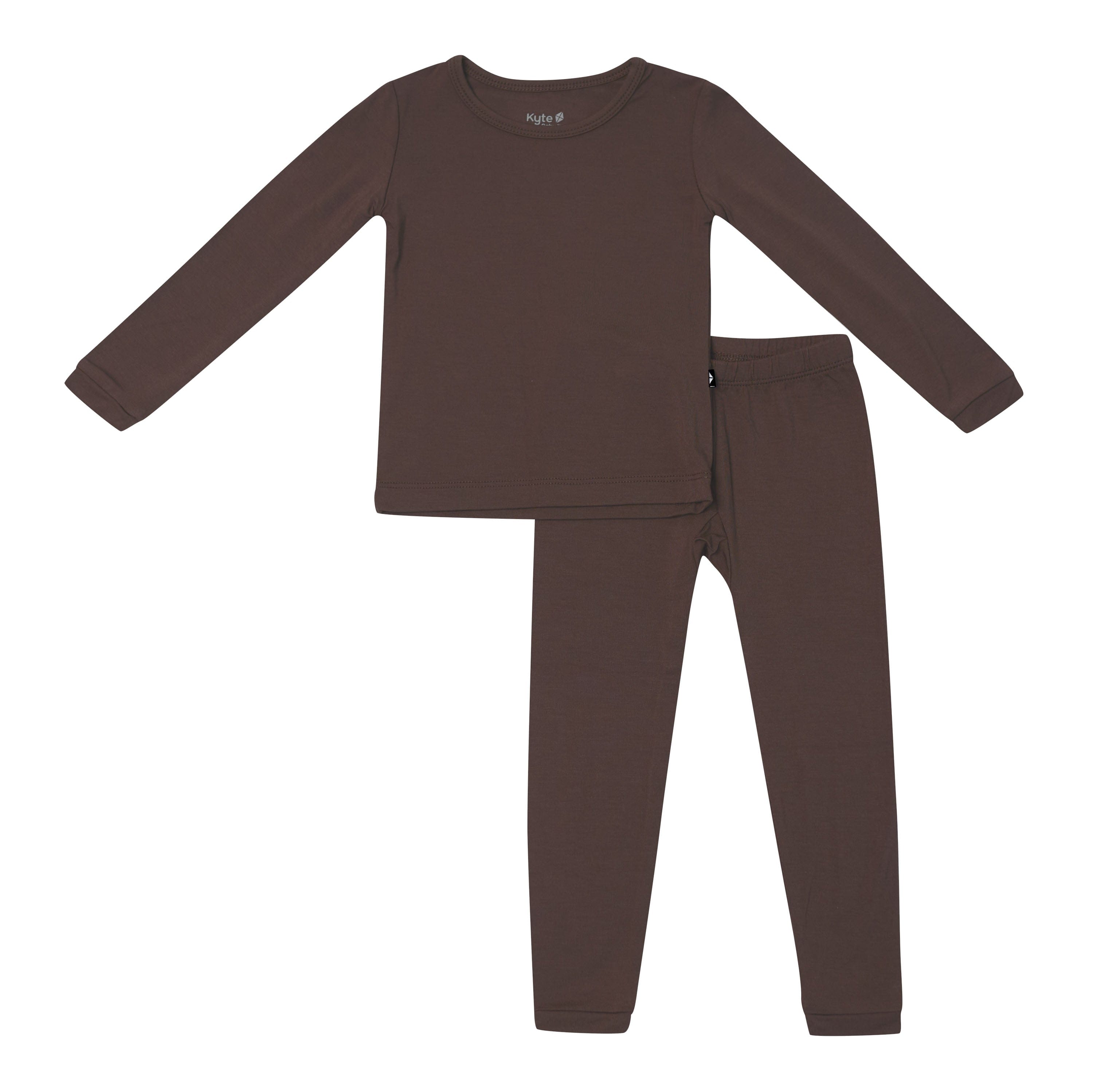 Long Sleeve Pajamas in Espresso - Image 2