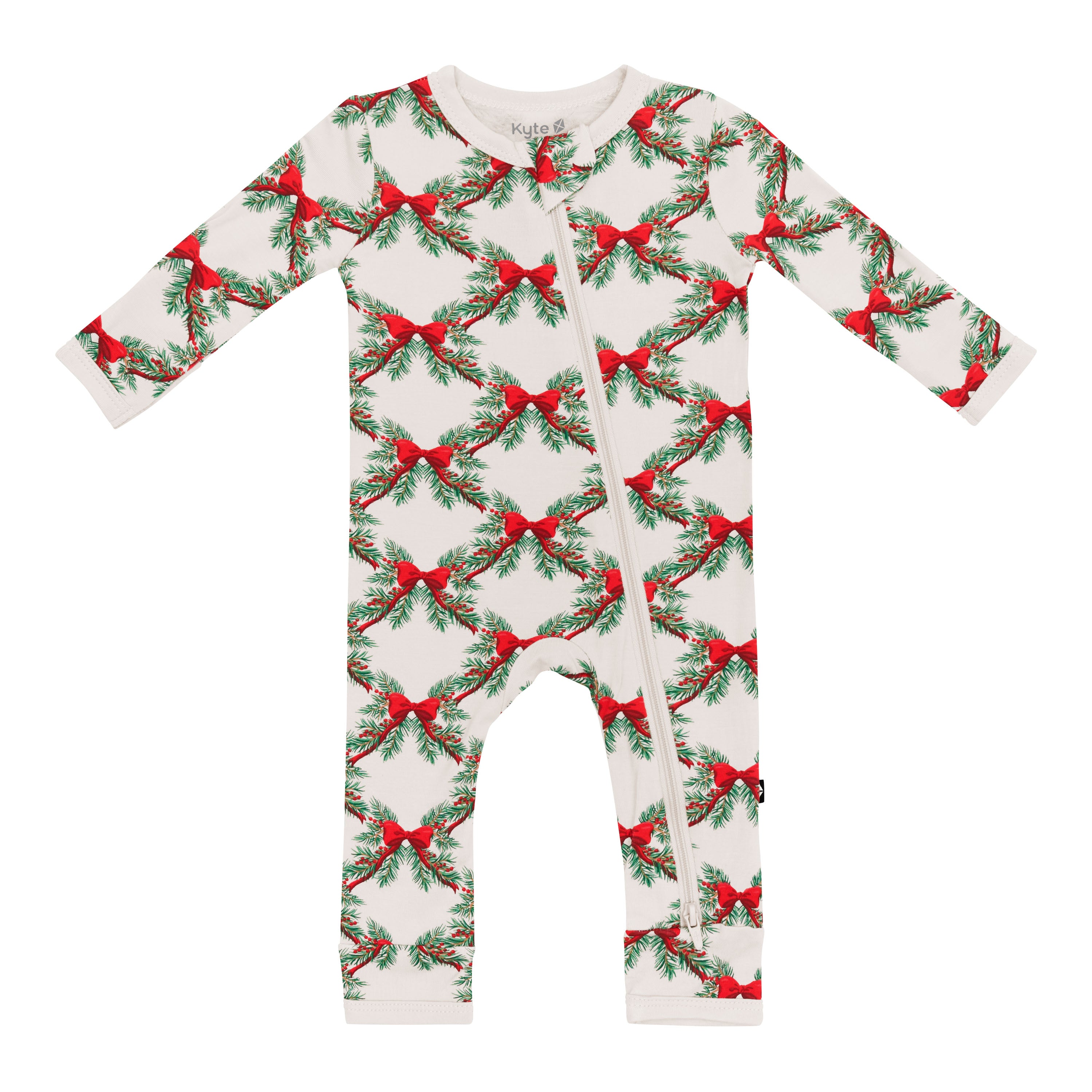 Zippered Romper in Holiday Bow - Image 4