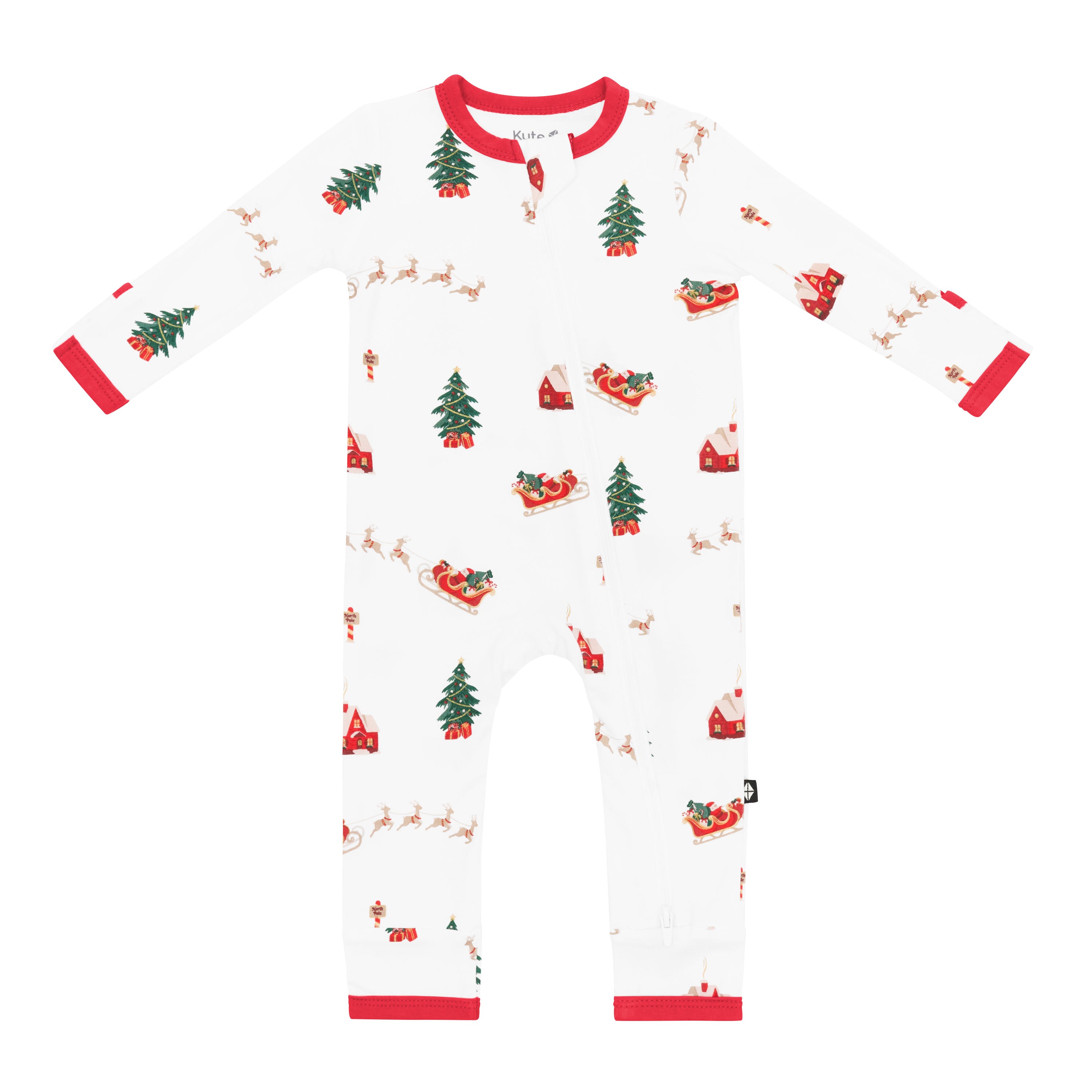 Zippered Romper in Santa Sleigh - Image 2