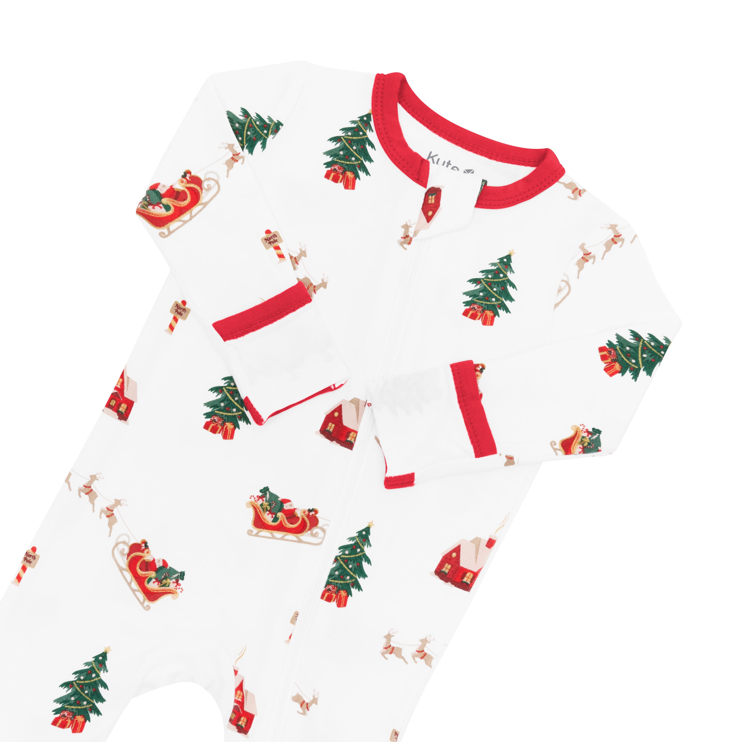 Zippered Romper in Santa Sleigh - Image 6