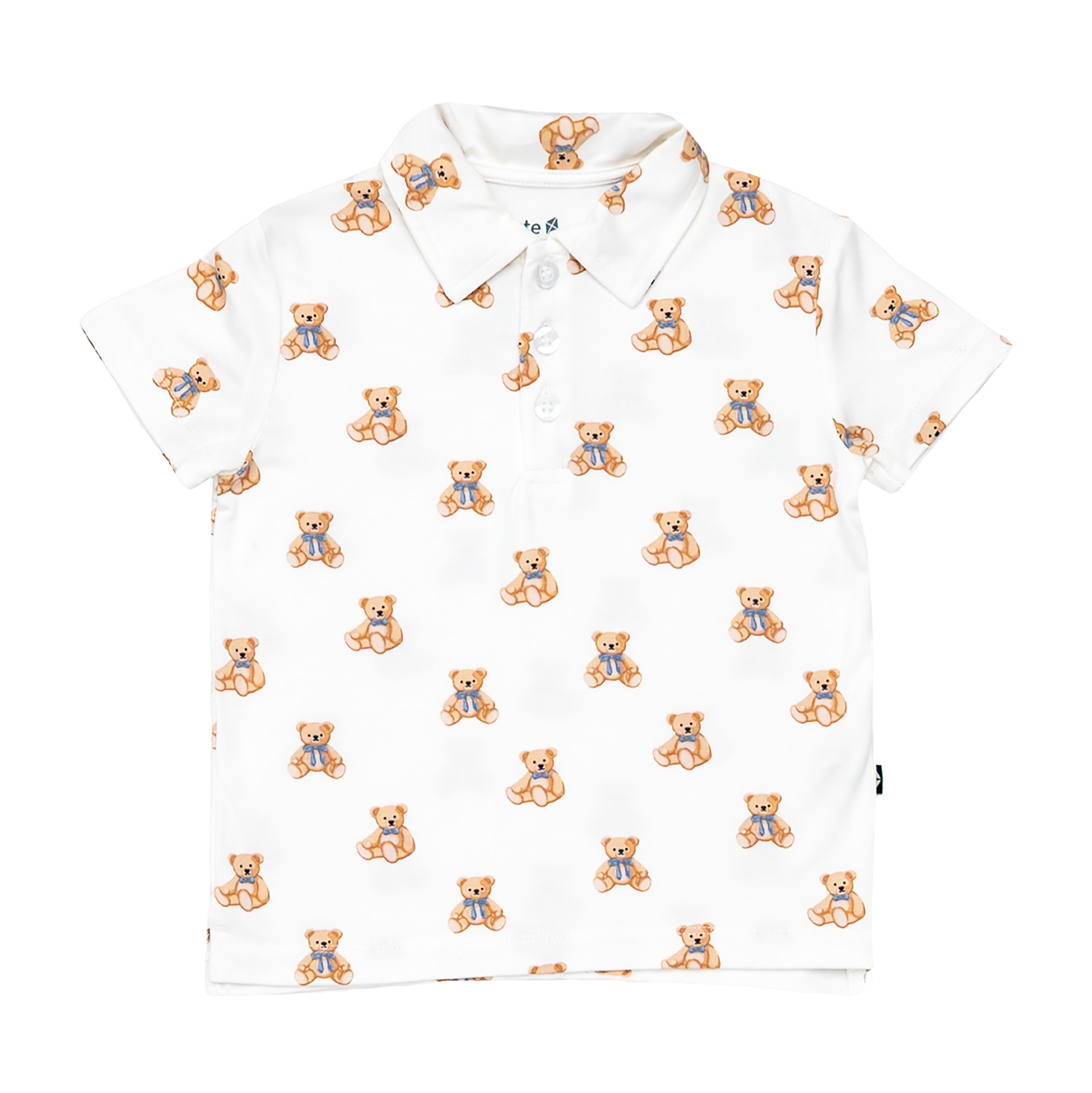 Toddler Short Sleeve Polo in Teddy Bear - Image 2