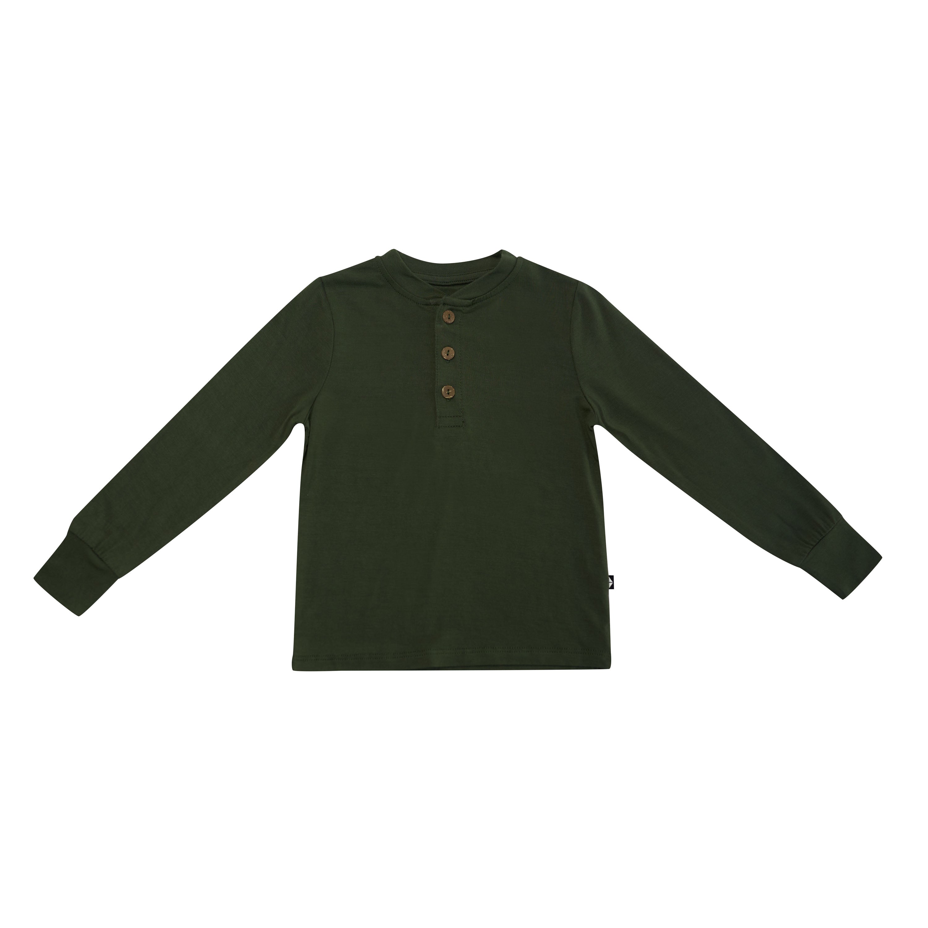 Long Sleeve Toddler Henley Tee in Fir - Image 2