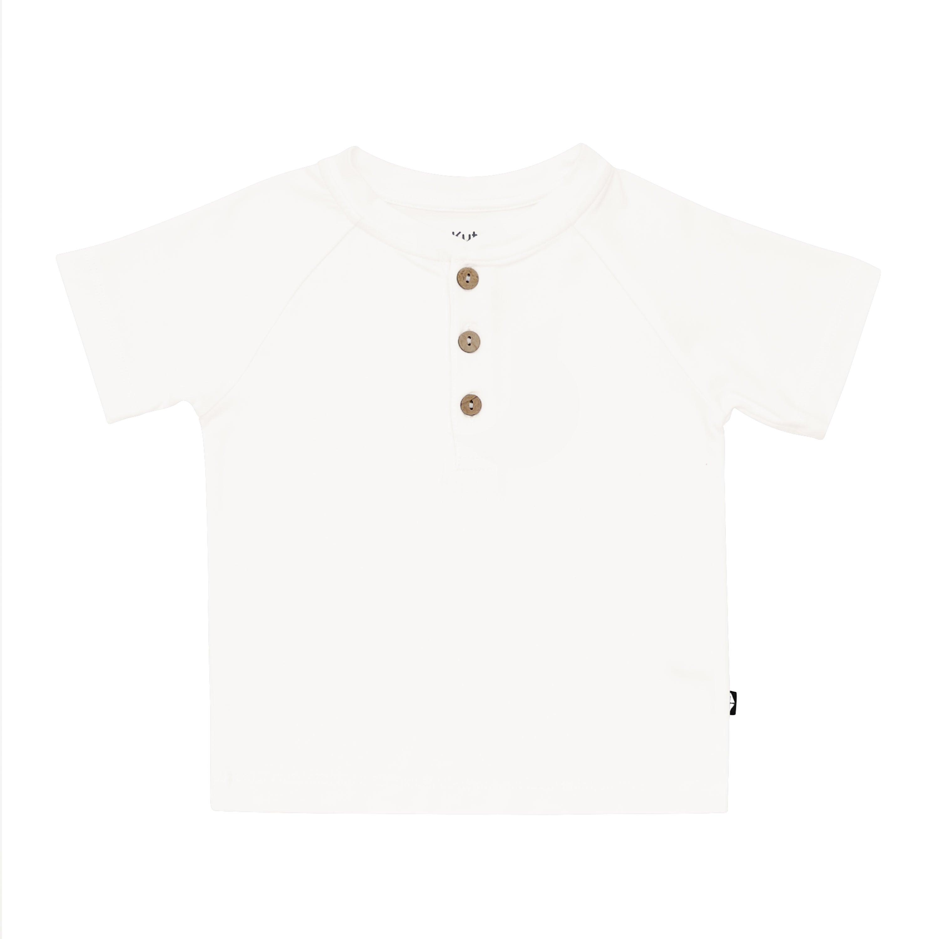 Short Sleeve Toddler Henley Tee in Cloud - Image 2