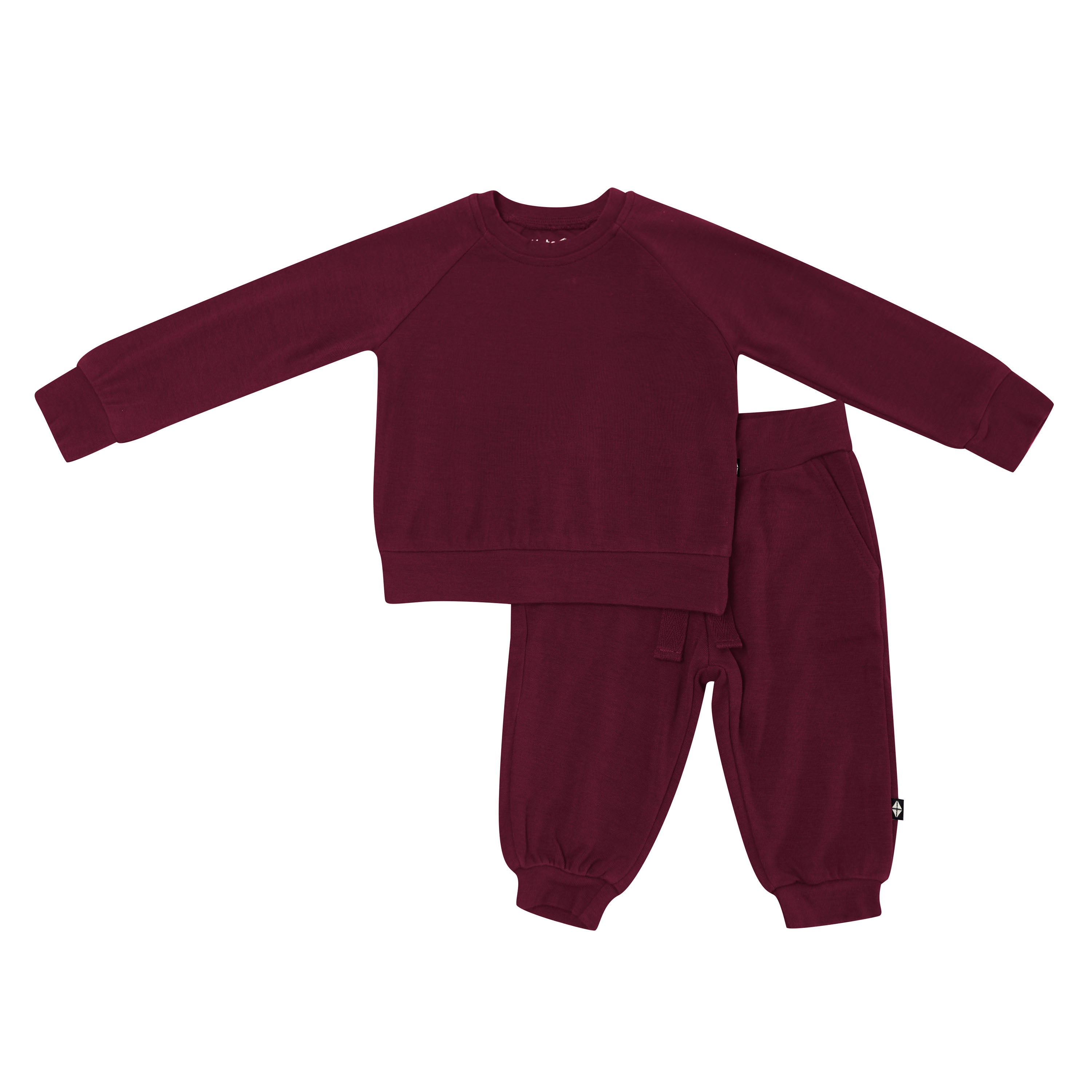 Bamboo Jersey Jogger Set in Burgundy - Image 2