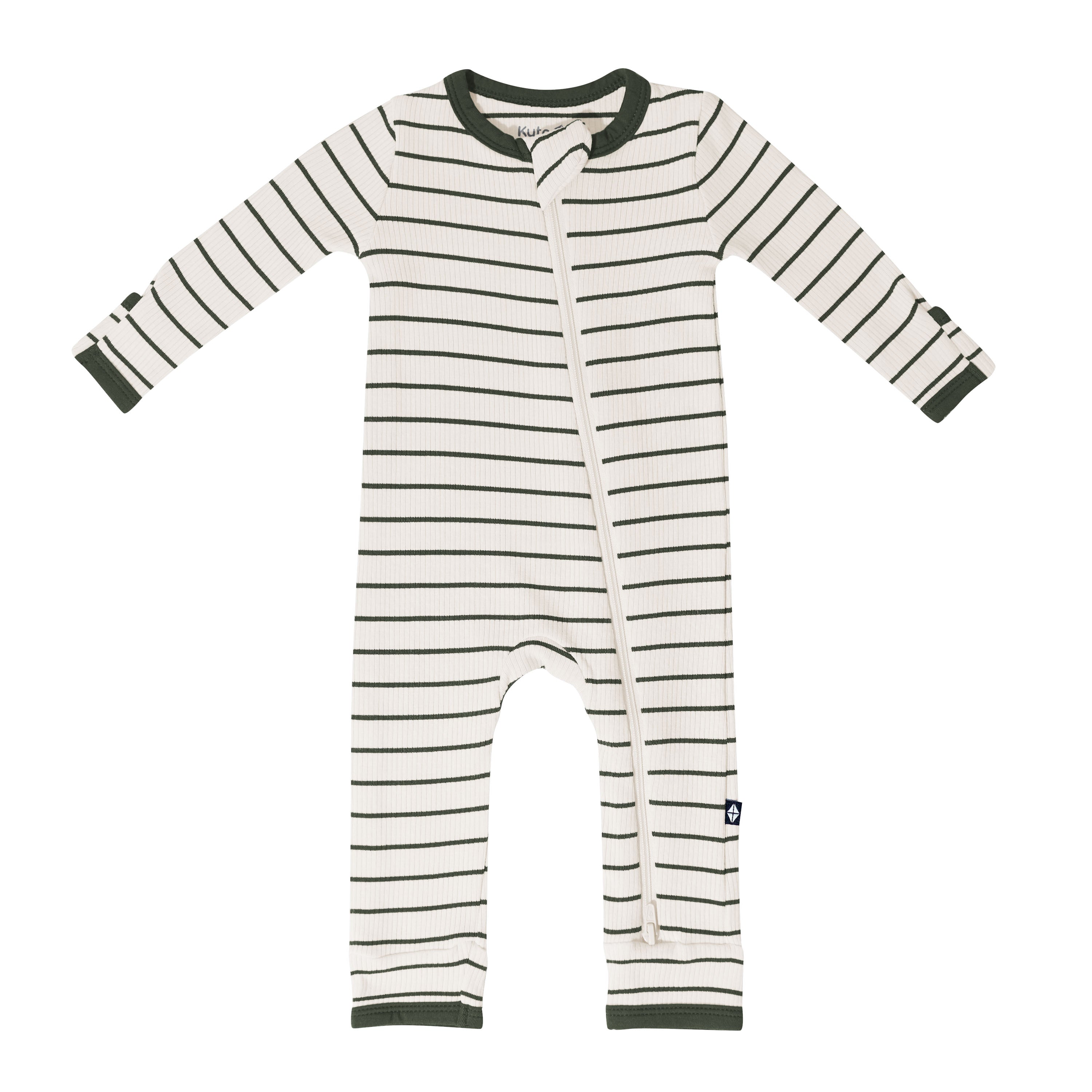 Ribbed Zipper Romper in Fir Stripe - Image 2