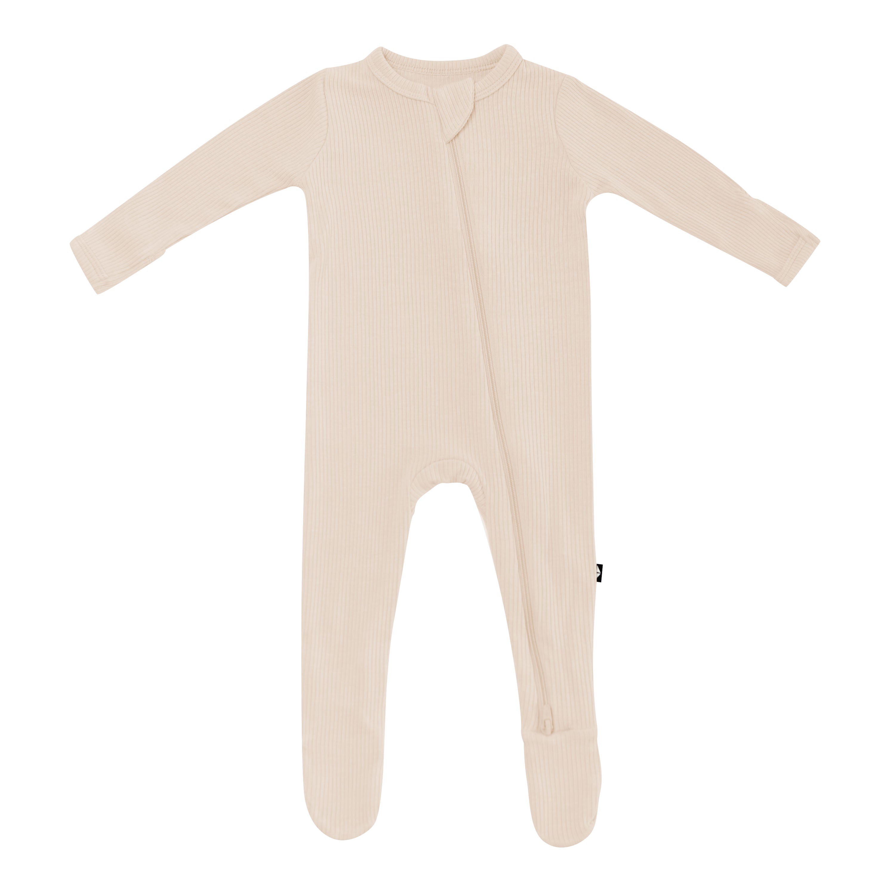 Ribbed Zipper Footie in Bisque - Image 2
