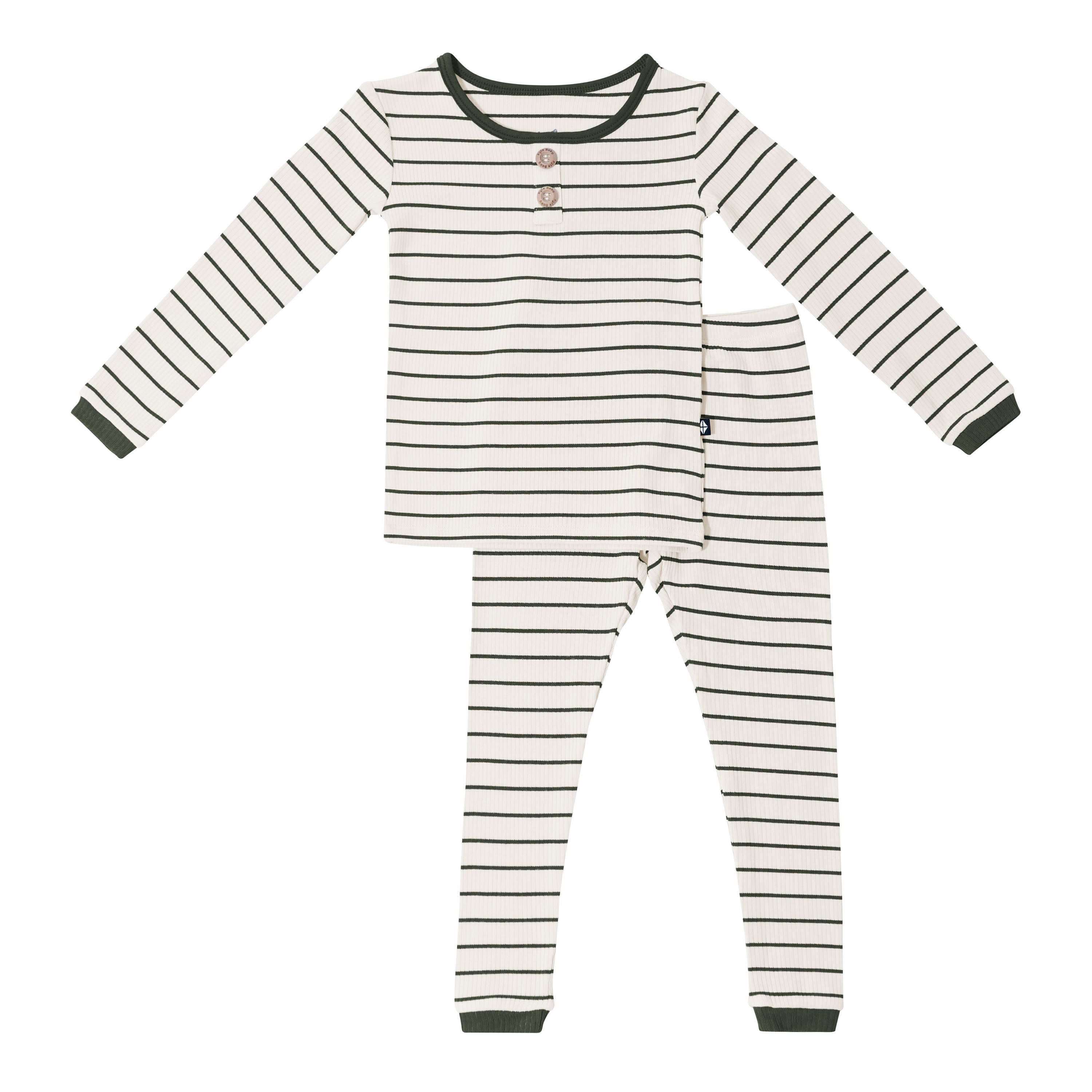 Ribbed Henley Set in Fir Stripe - Image 2