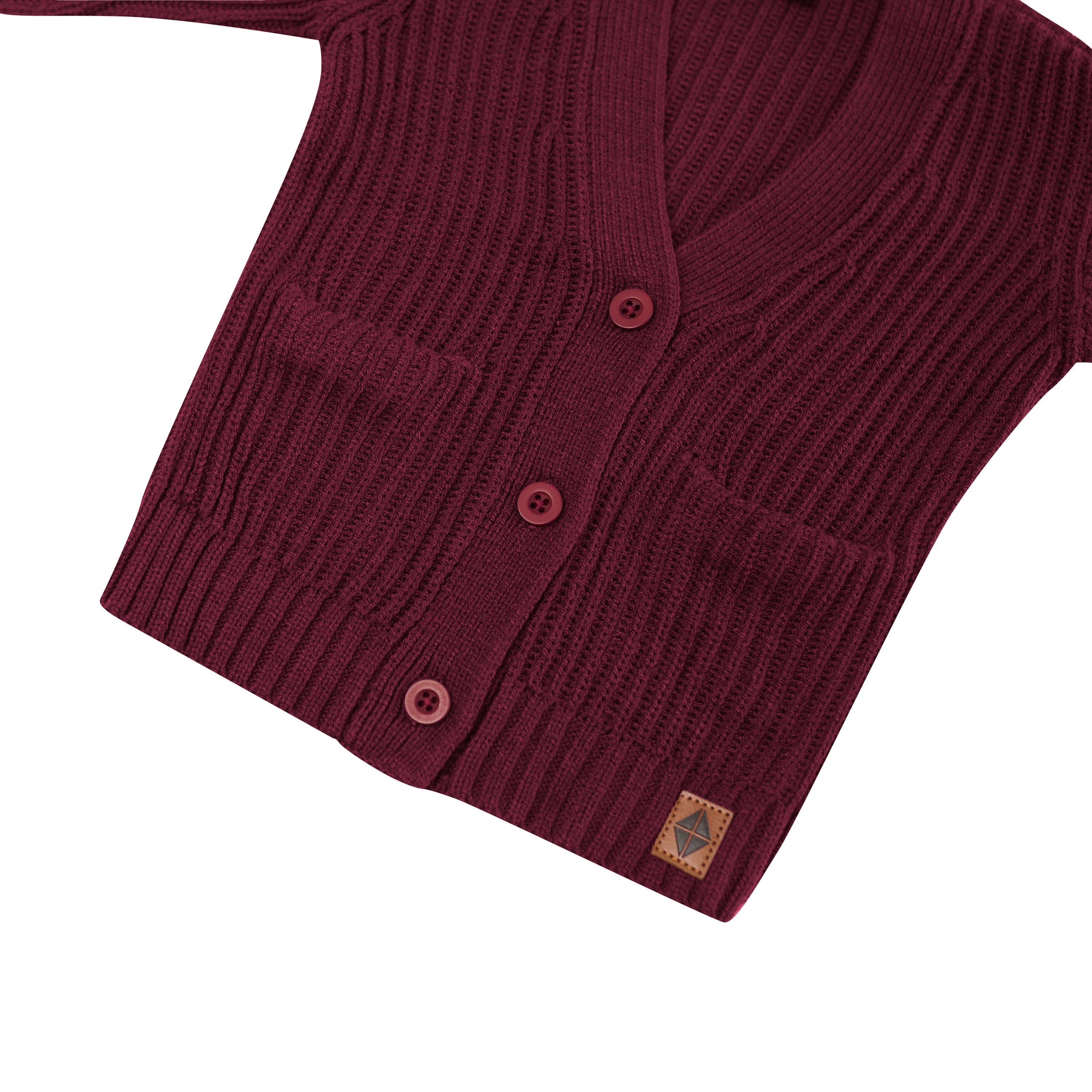 Chunky Knit Oversized Cardigan in Burgundy - Image 6