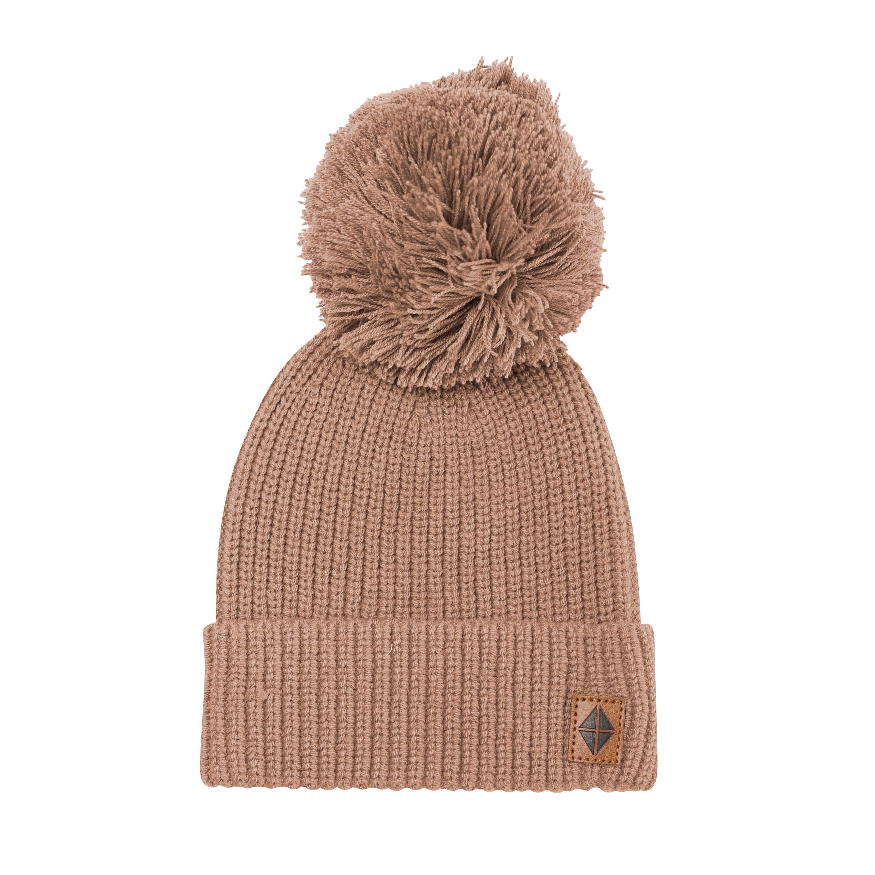 Chunky Knit Pom Beanie in Latte - Image 2