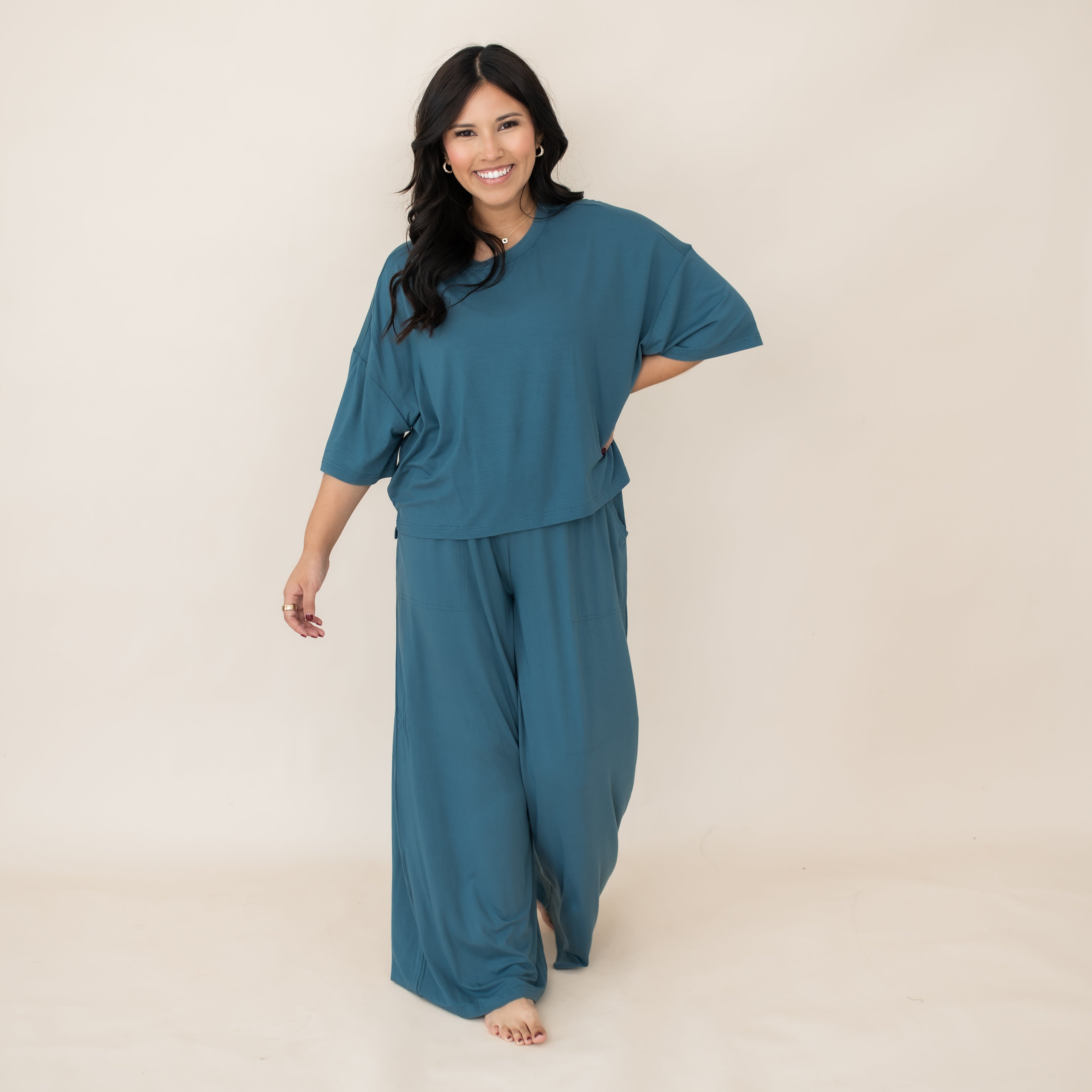 Women's Wide Leg Pant Set in Atlantic - Image 3