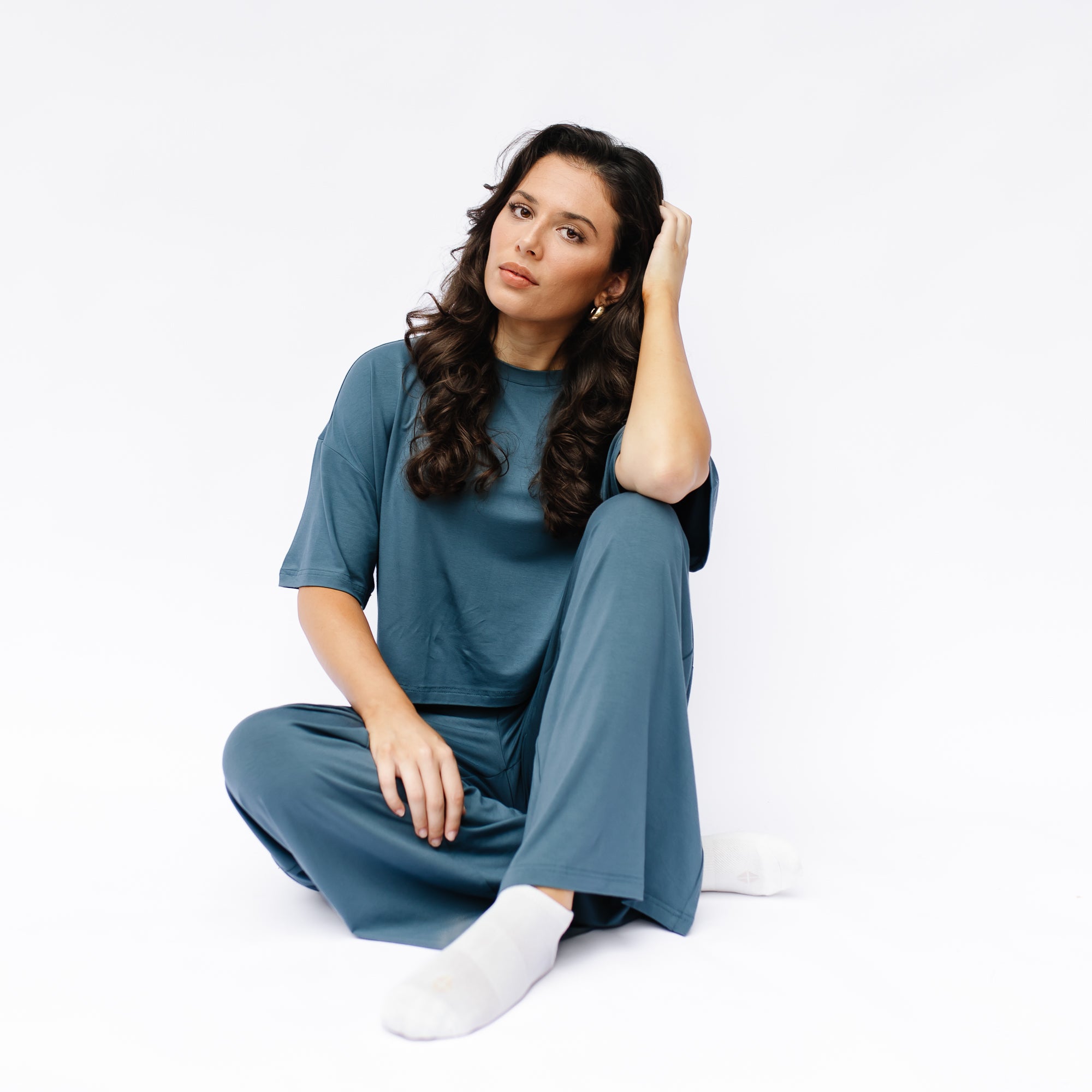 Women's Wide Leg Pant Set in Atlantic - Image 5