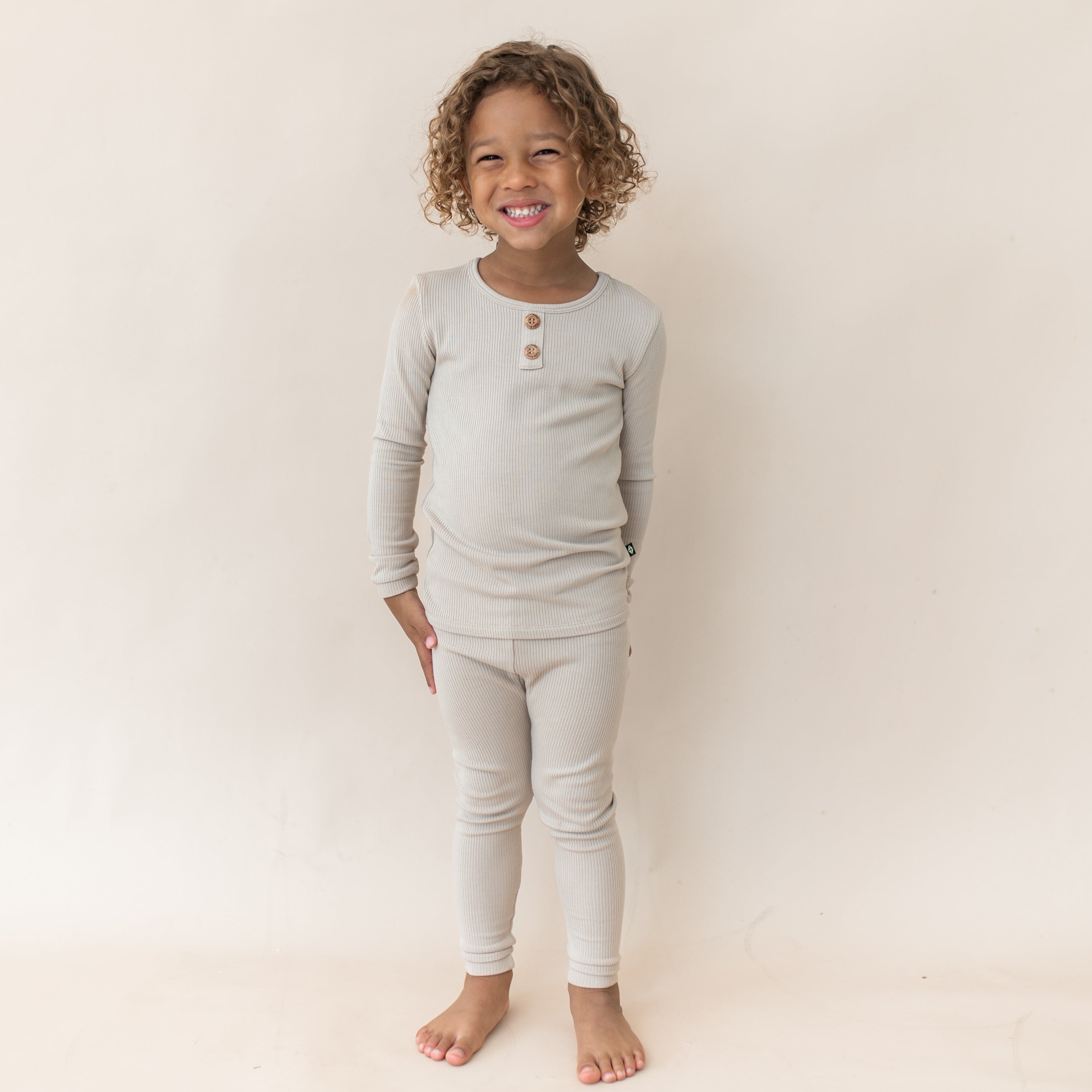 Ribbed Henley Set in Bisque - Image 7