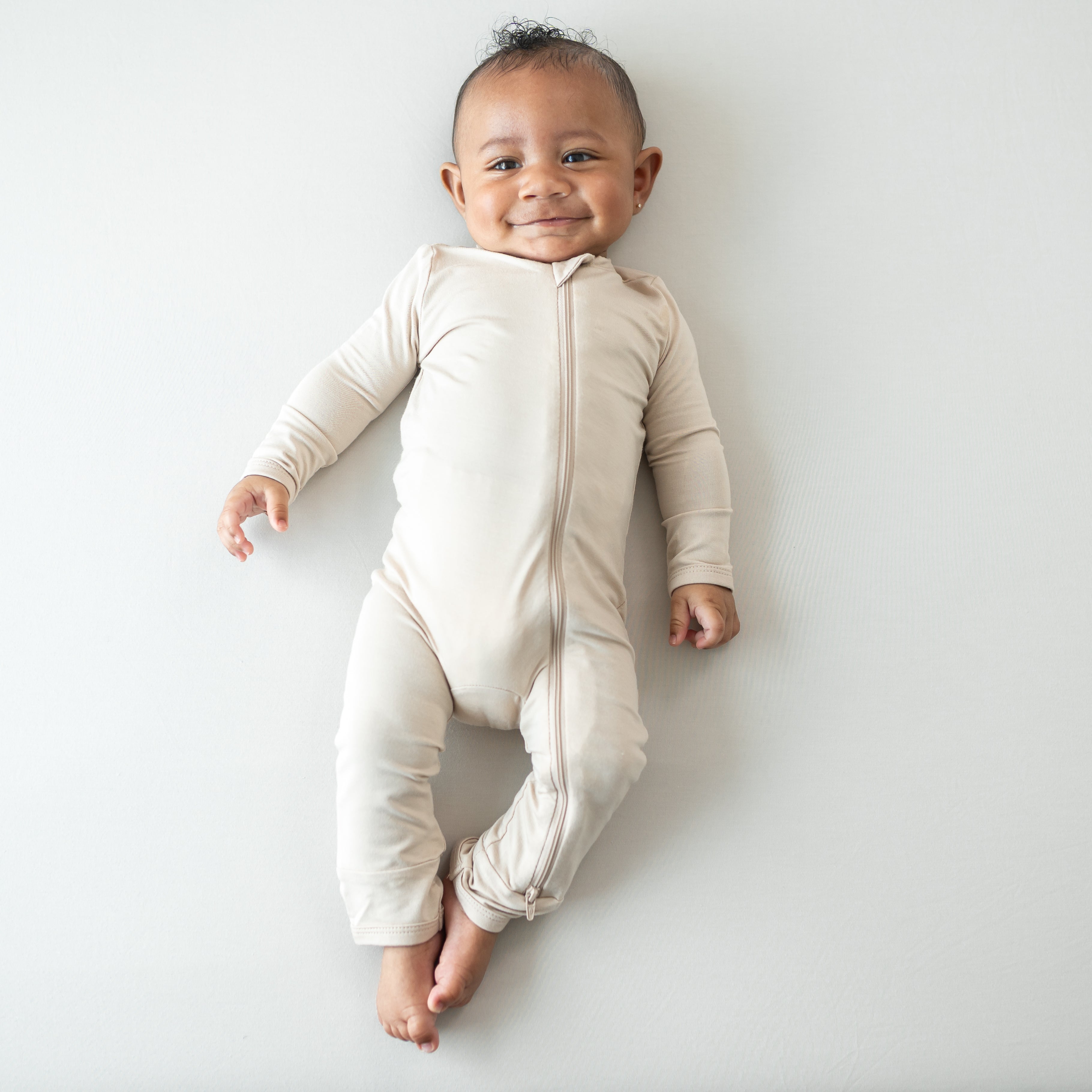 Zippered Romper in Bisque