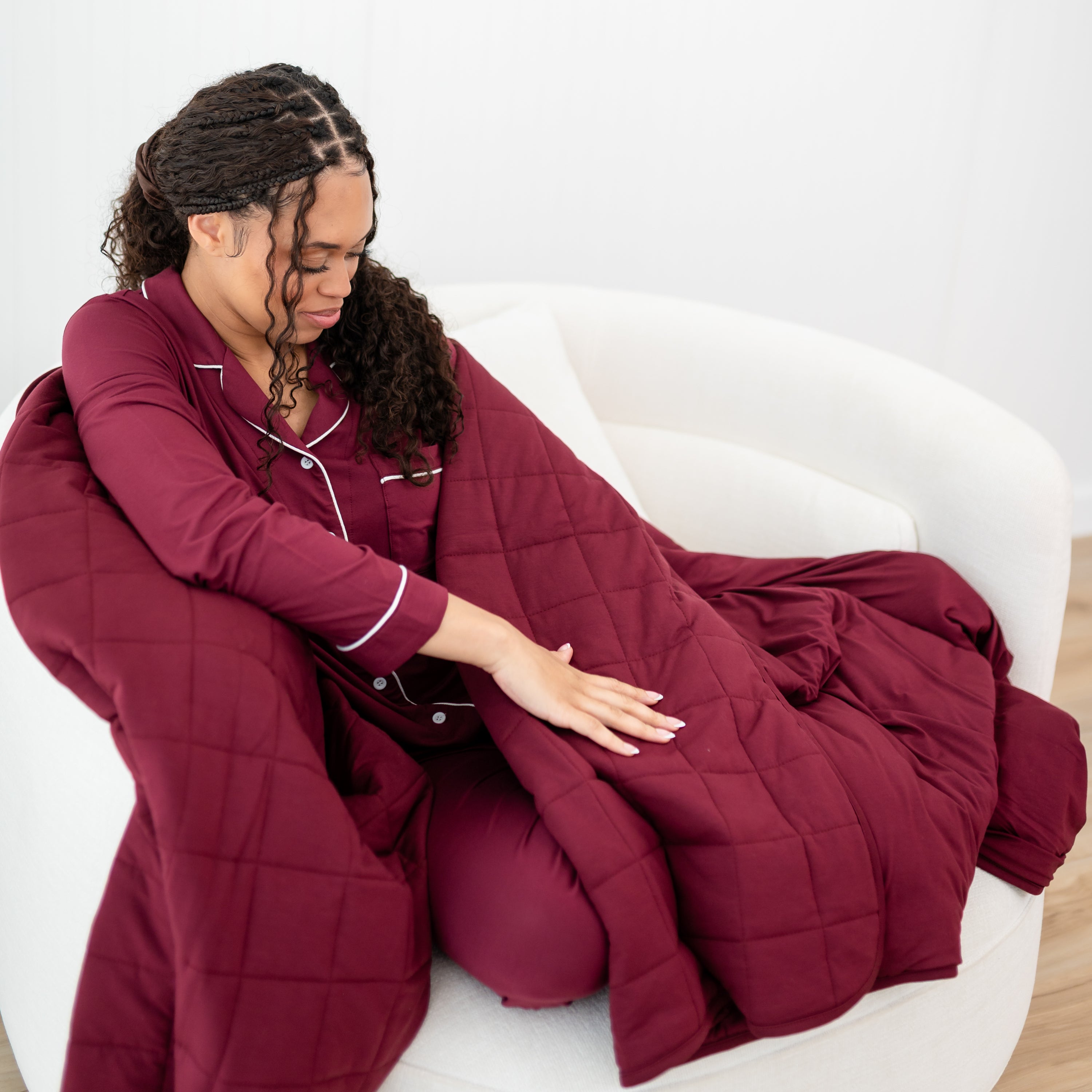 Adult Quilted Blanket in Burgundy 2.5 - Image 3