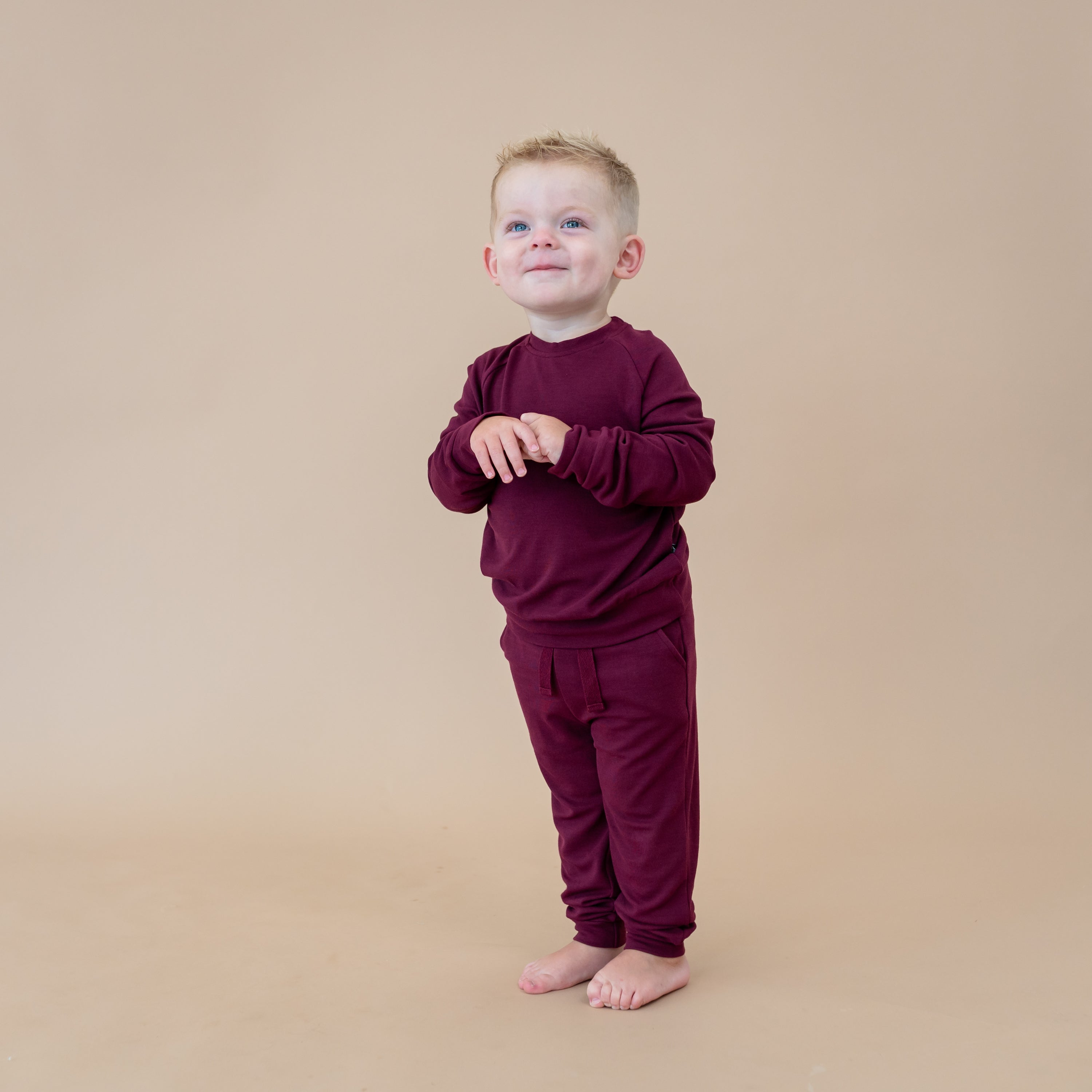 Bamboo Jersey Jogger Set in Burgundy