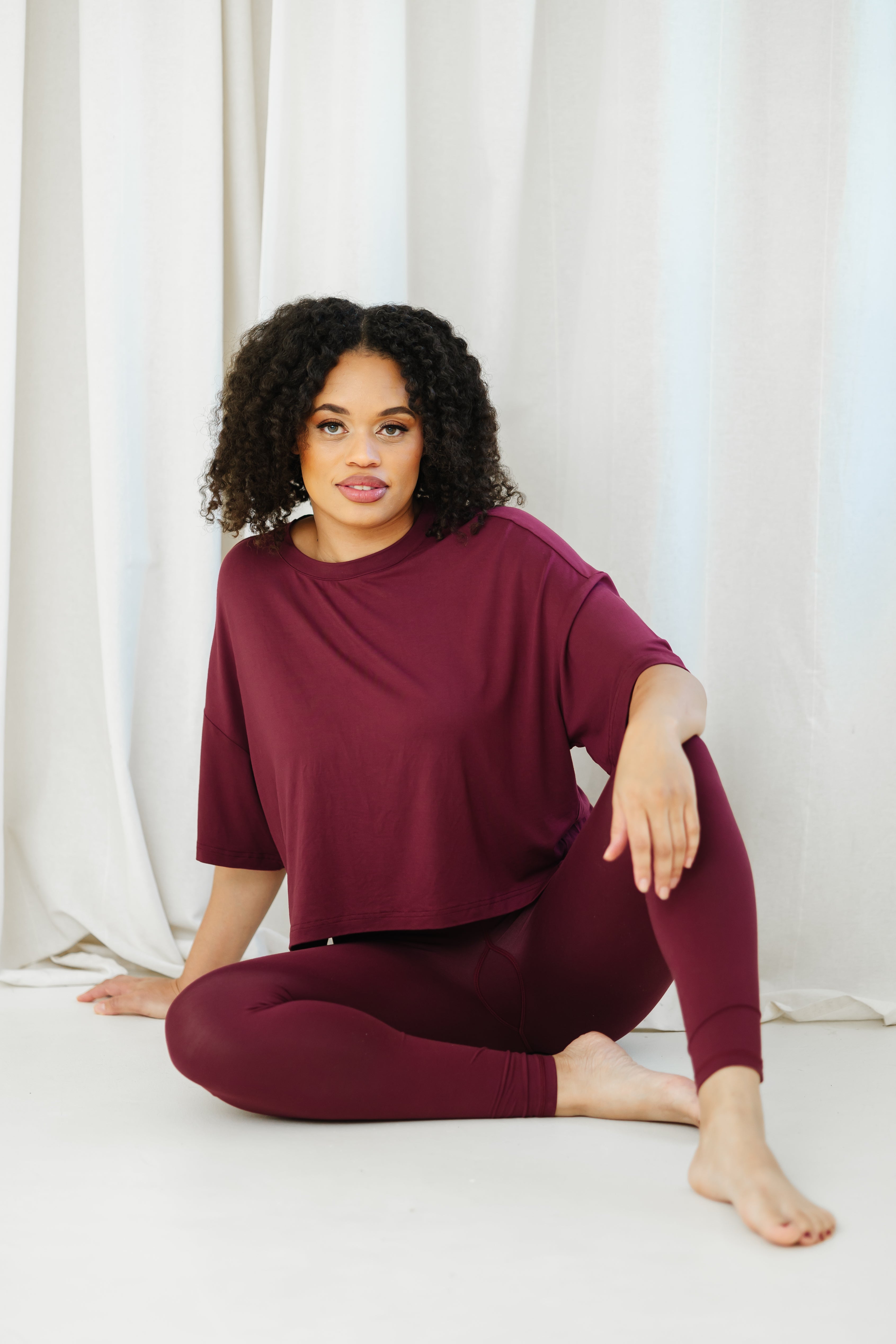 Bamboo Flex Women’s Leggings in Burgundy - Image 4