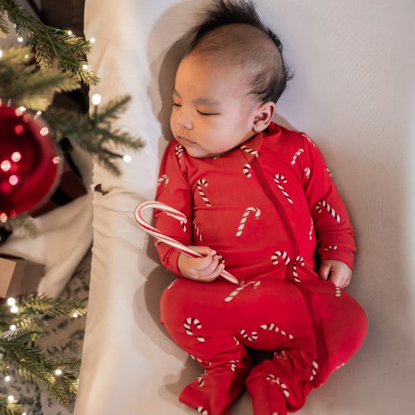 Zippered Footie in Candy Cane