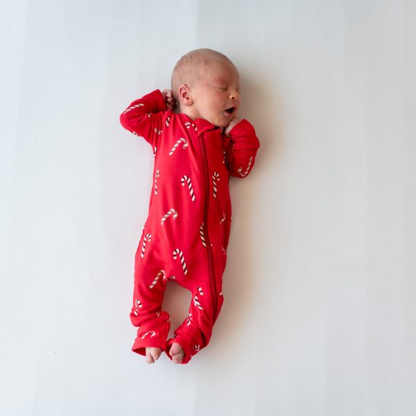 Zippered Romper in Candy Cane