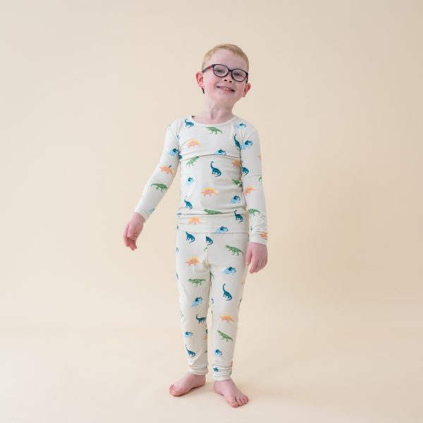 Long Sleeve Pajamas in Ecru Roar