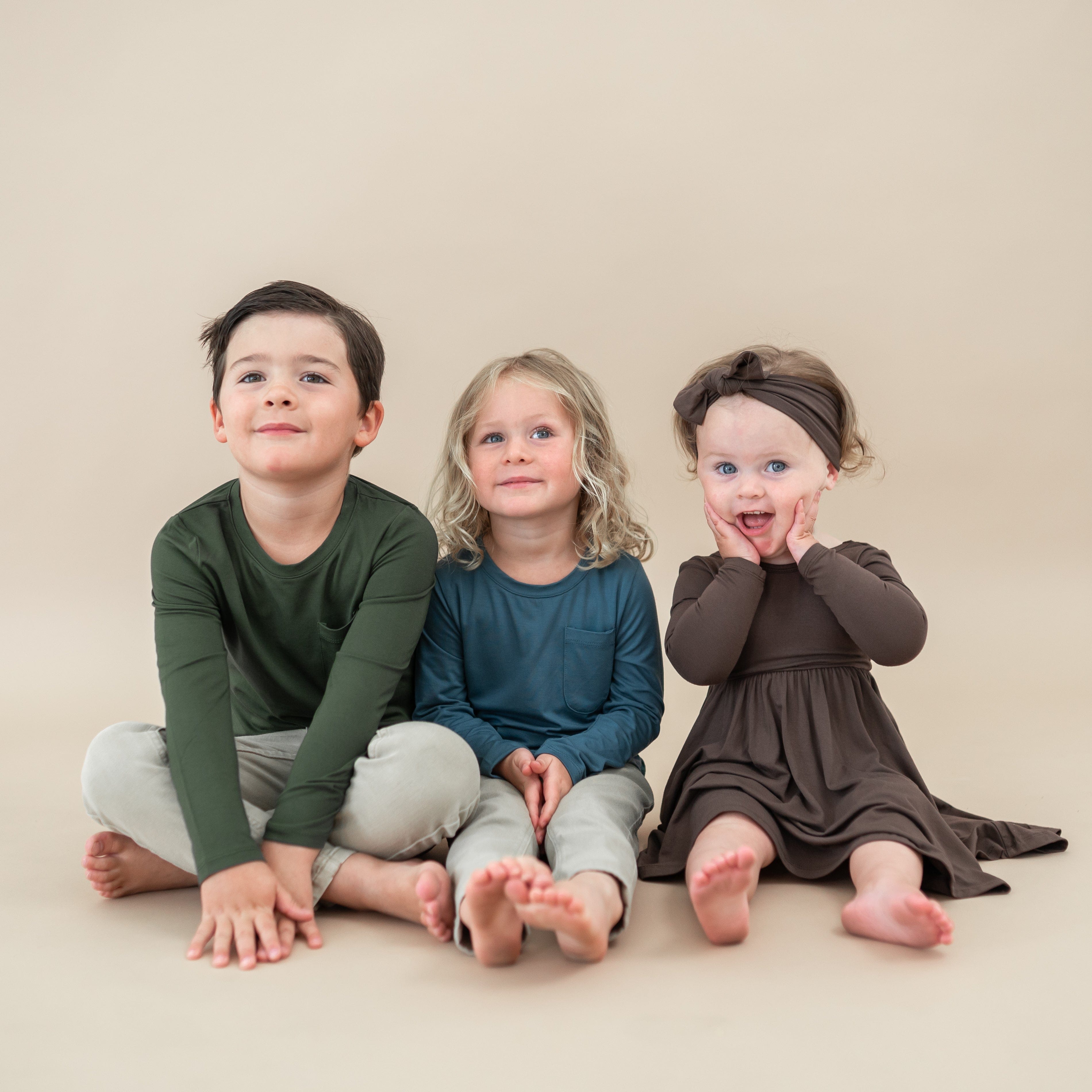 Long Sleeve Toddler Crew Neck Tee in Fir - Image 3