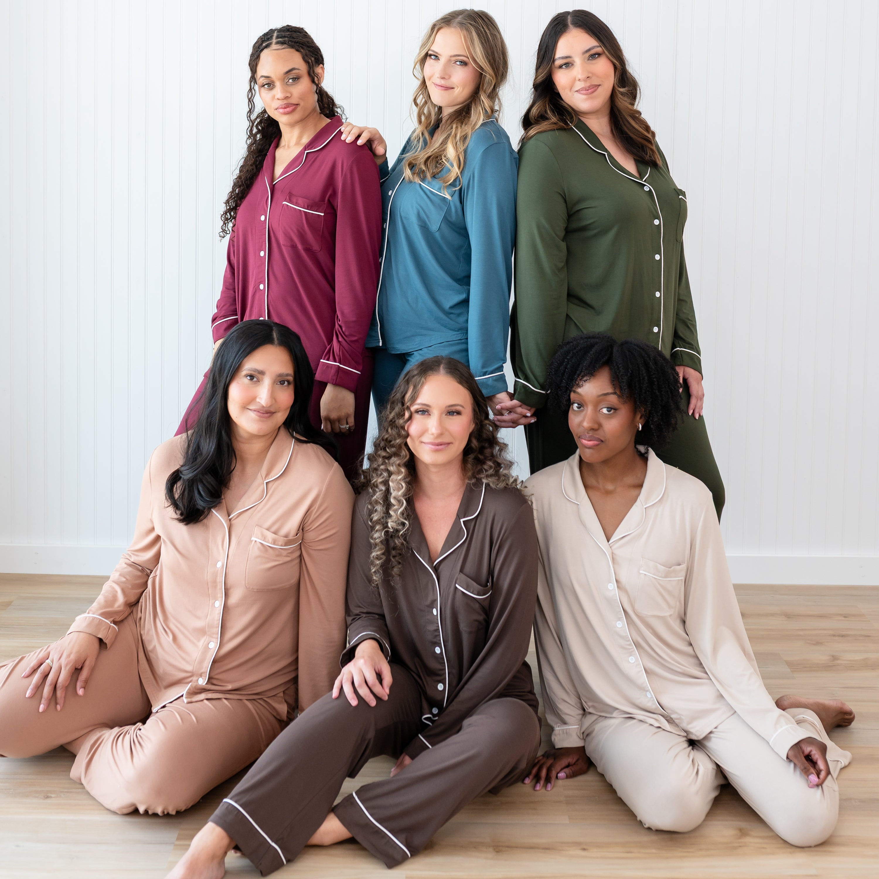 Long-Sleeved Women's Pajama Set in Bisque with Cloud Trim - Image 7