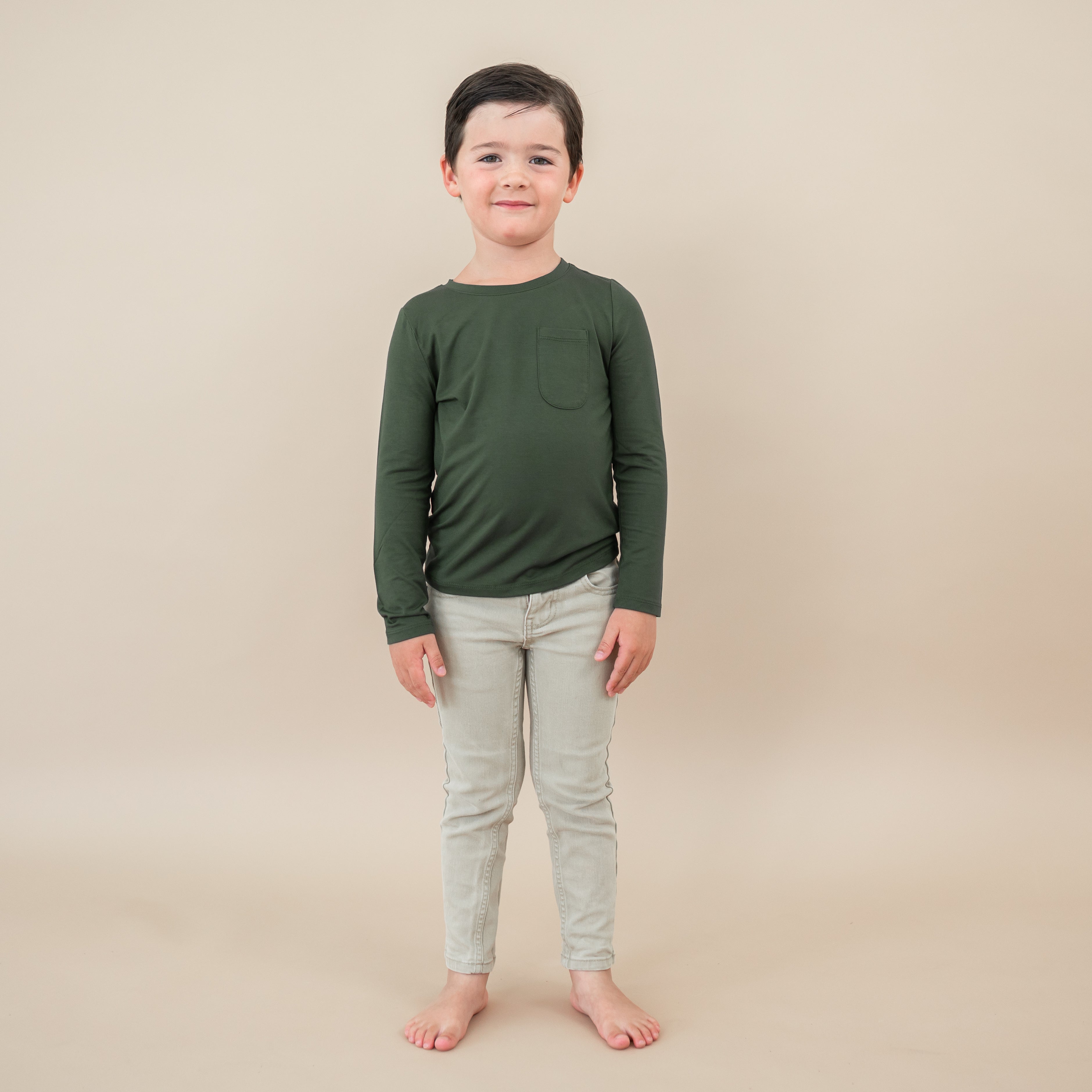 Long Sleeve Toddler Crew Neck Tee in Fir