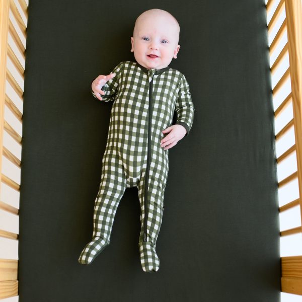 Zippered Footie in Gingham Fir