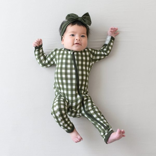Zippered Romper in Gingham Fir