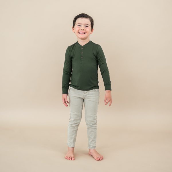 Long Sleeve Toddler Henley Tee in Fir