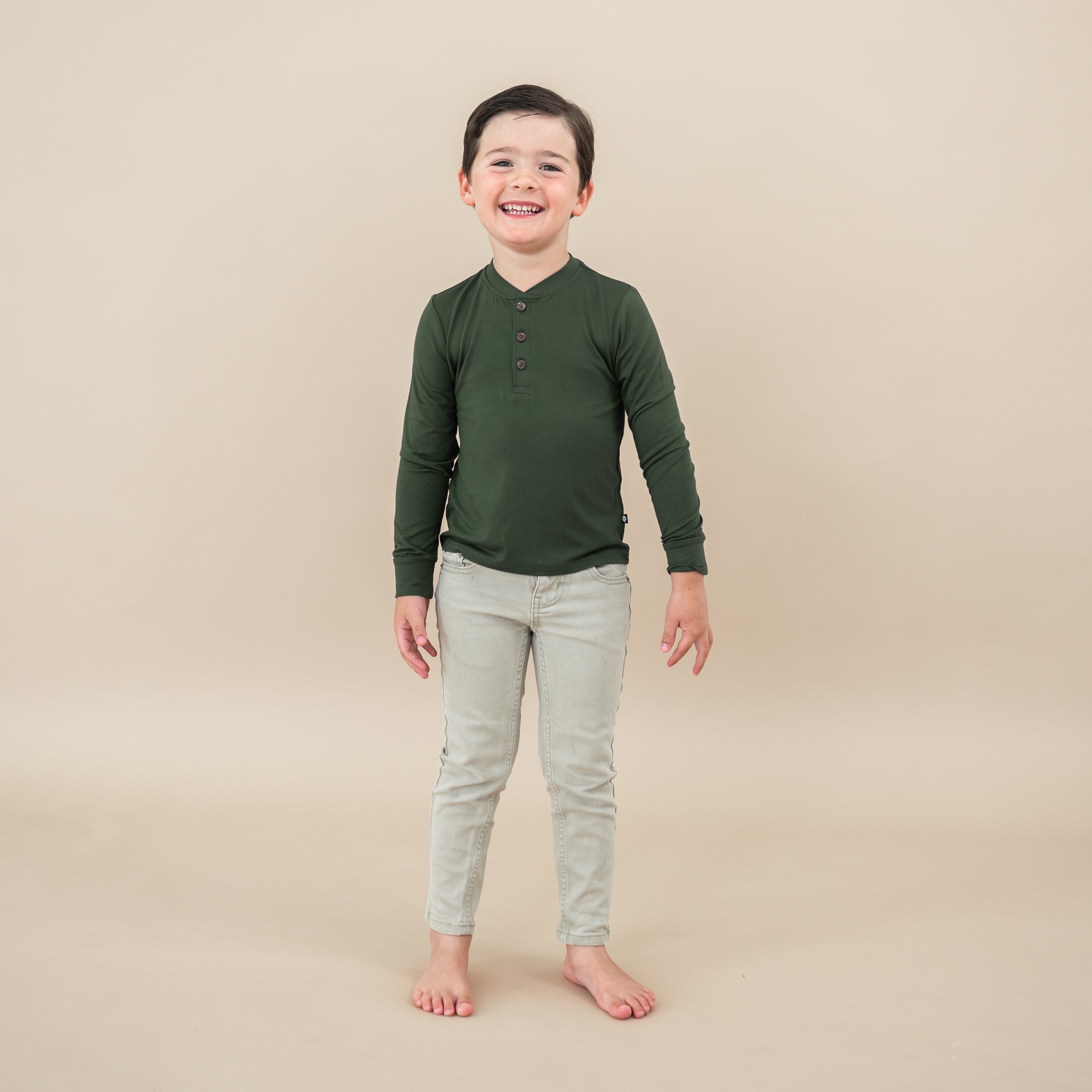 Long Sleeve Toddler Henley Tee in Fir