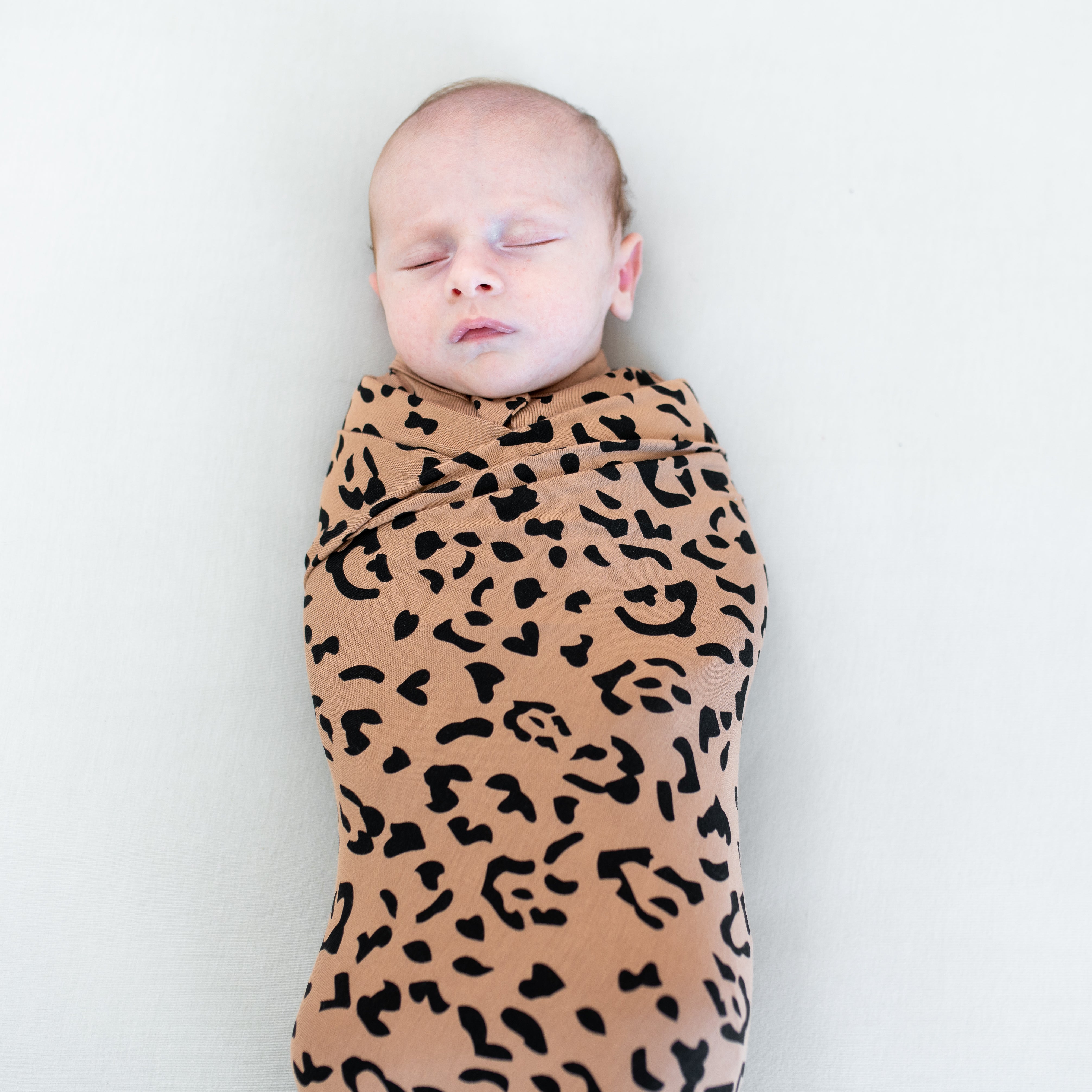 Swaddle Blanket in Latte Leopard - Image 3