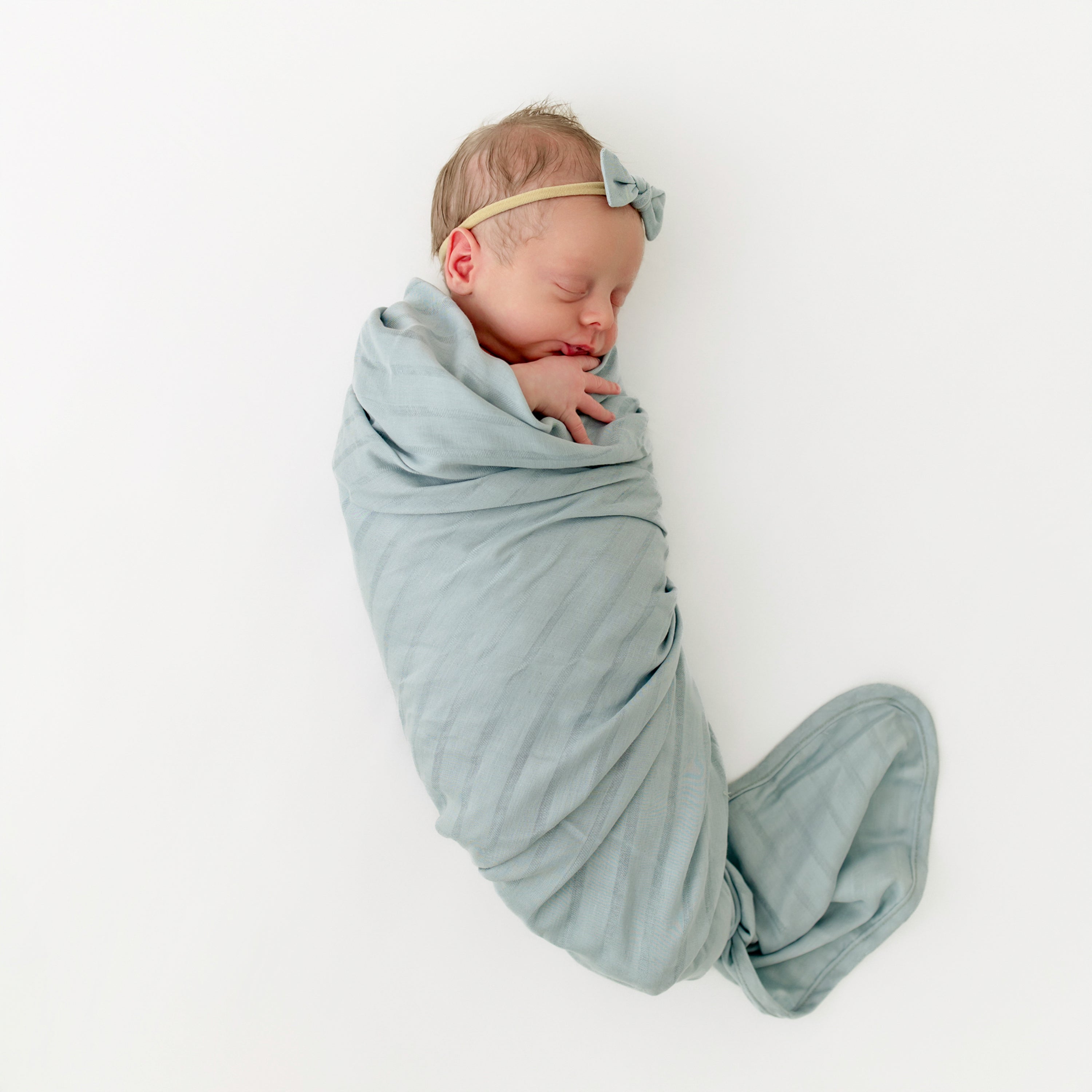 Bamboo Muslin Swaddle Blanket in Mist - Image 2