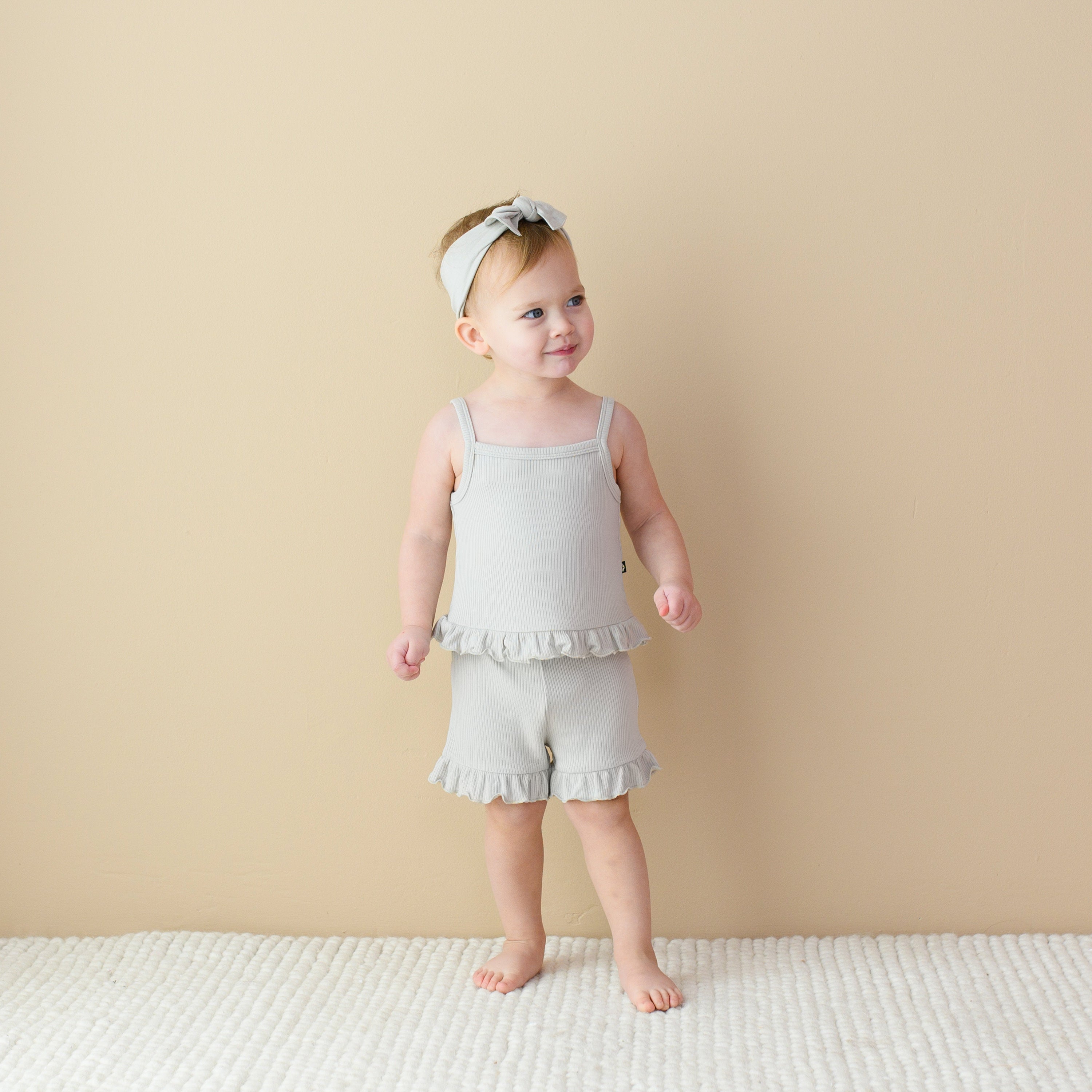 Ribbed Ruffle Tank Set in Oat - Image 4
