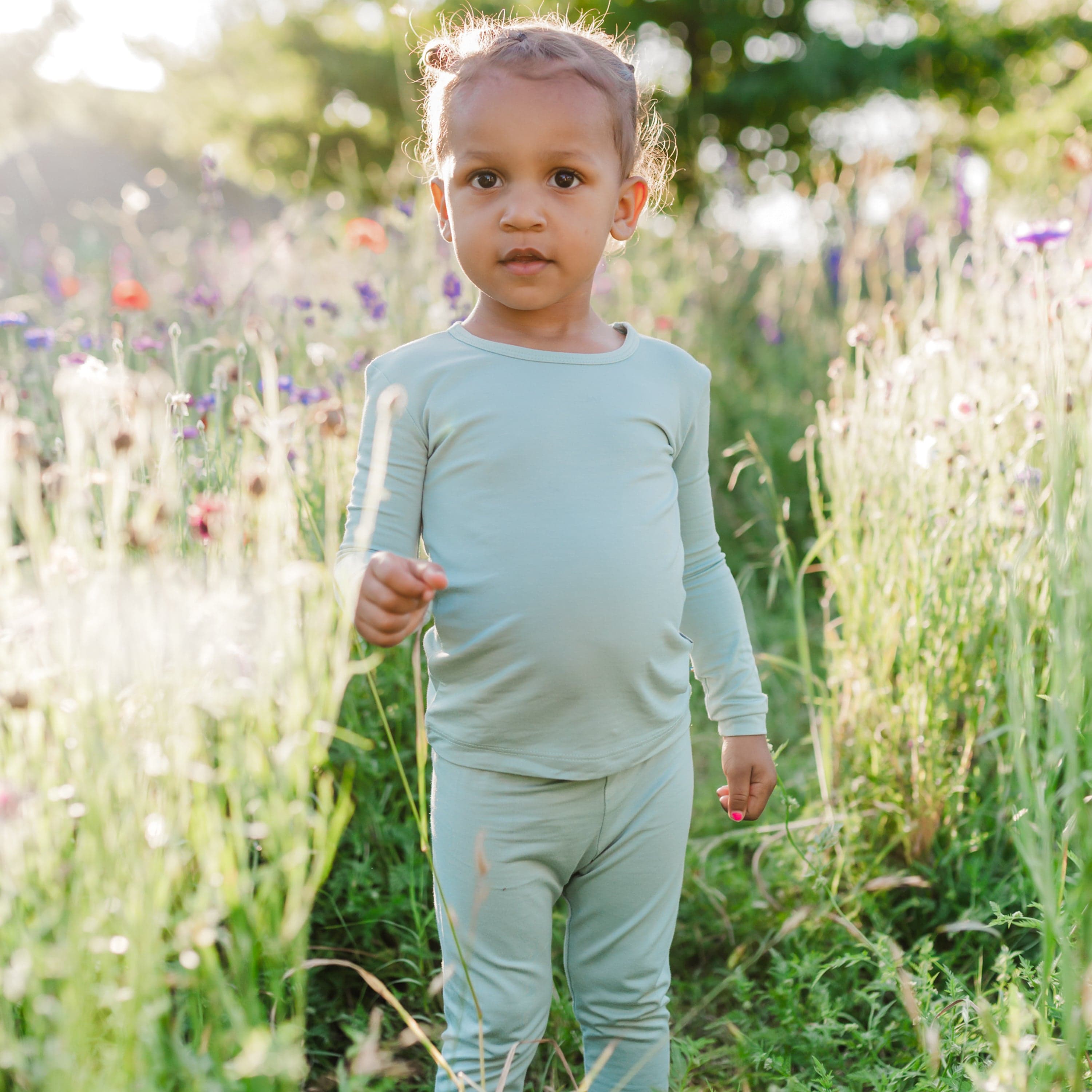 Long Sleeve Pajamas in Sage - Image 3