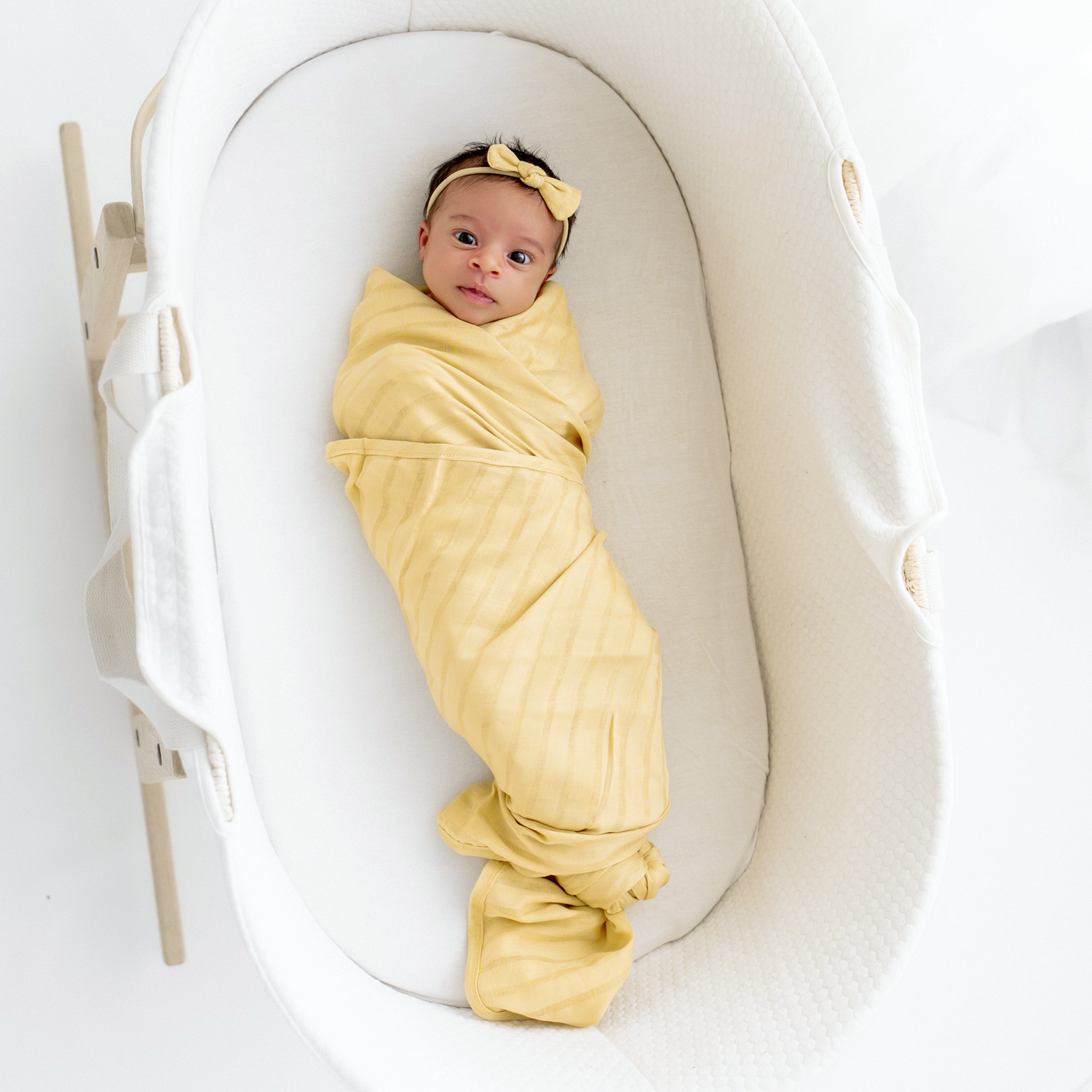 Bamboo Muslin Swaddle Blanket in Sandcastle - Image 5