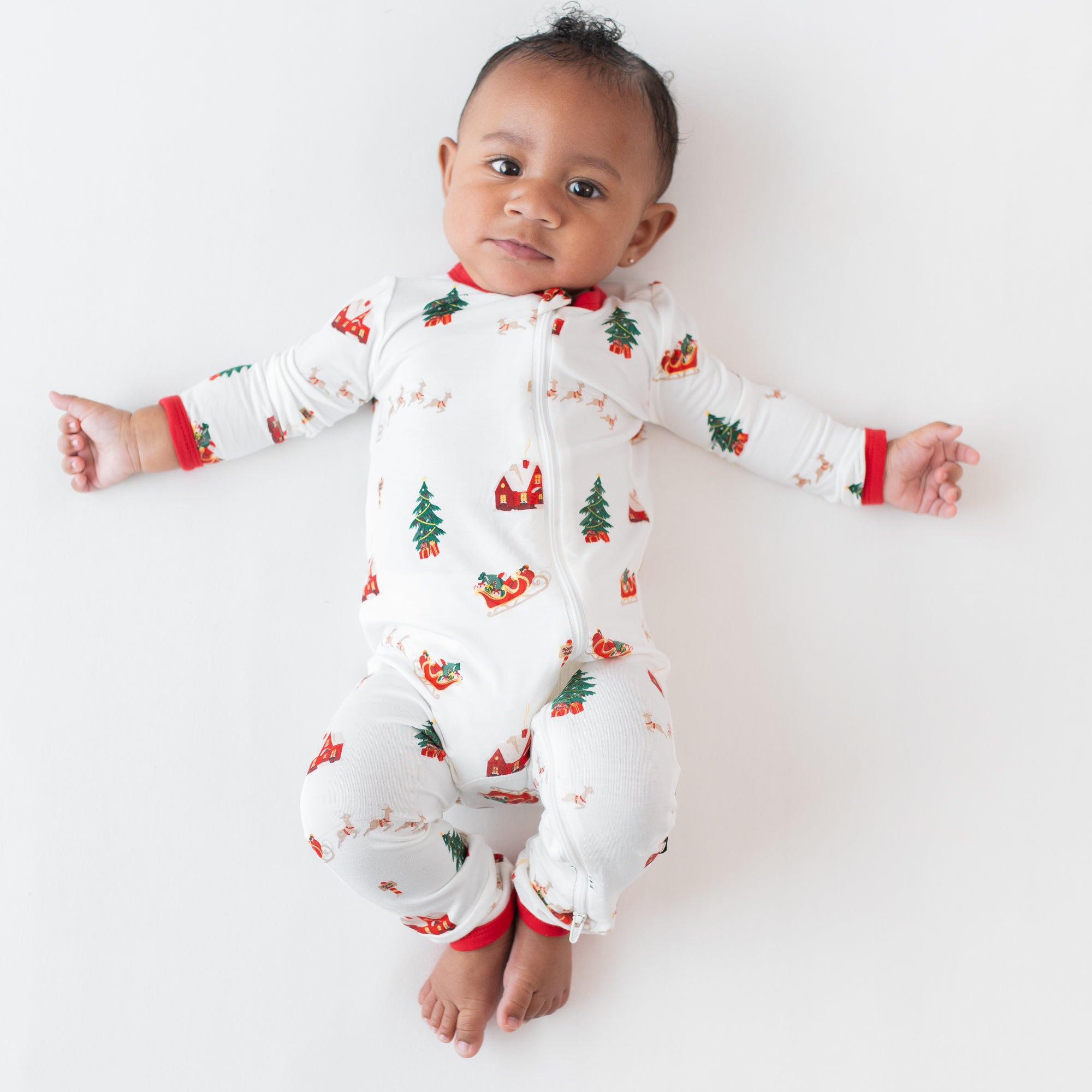 Zippered Romper in Santa Sleigh
