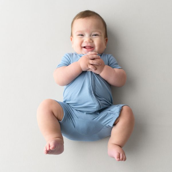 Zippered Shortall Romper in Slate