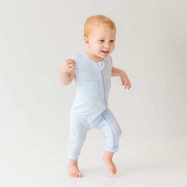 Zippered Sleeveless Romper in Mist