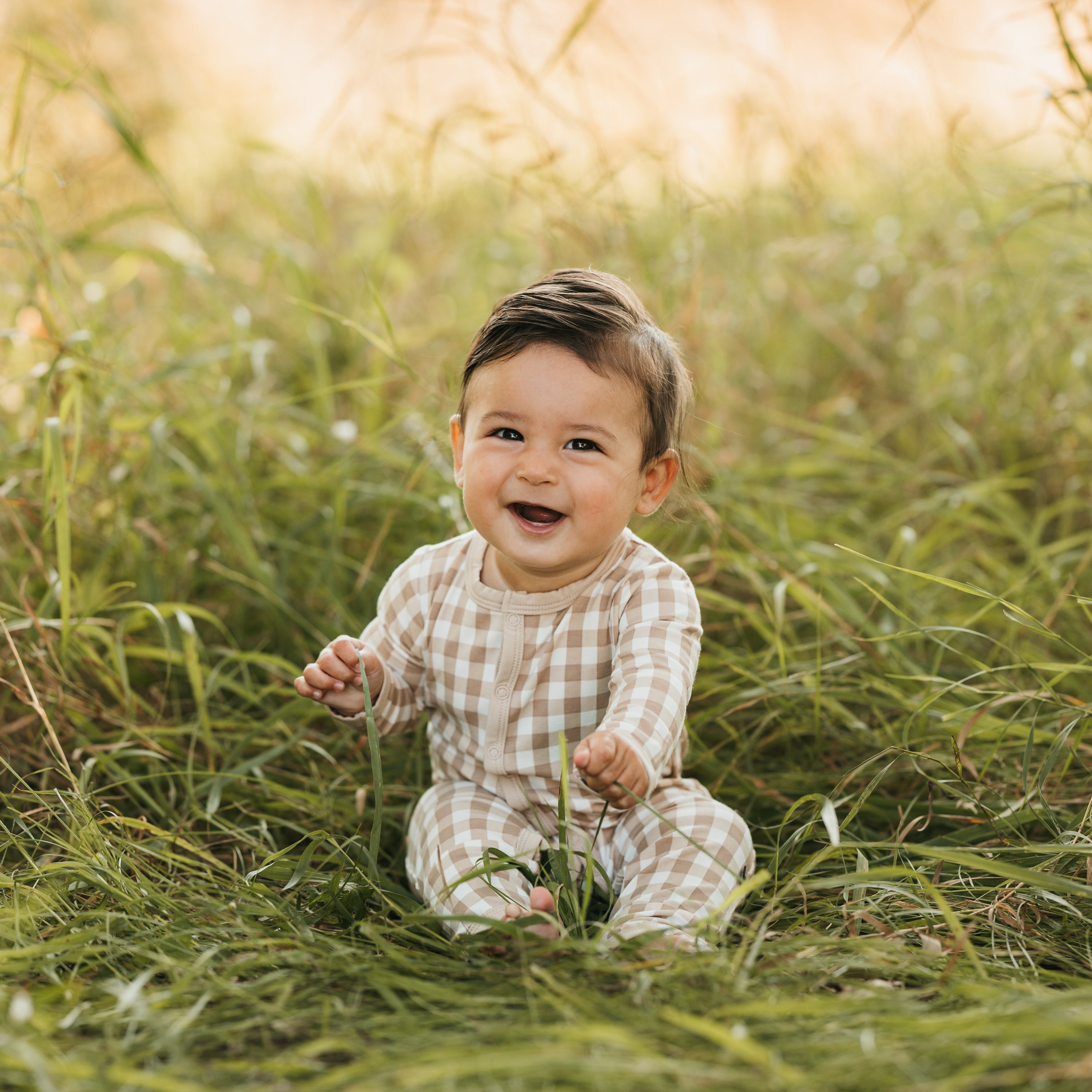 Romper in Gingham Bisque